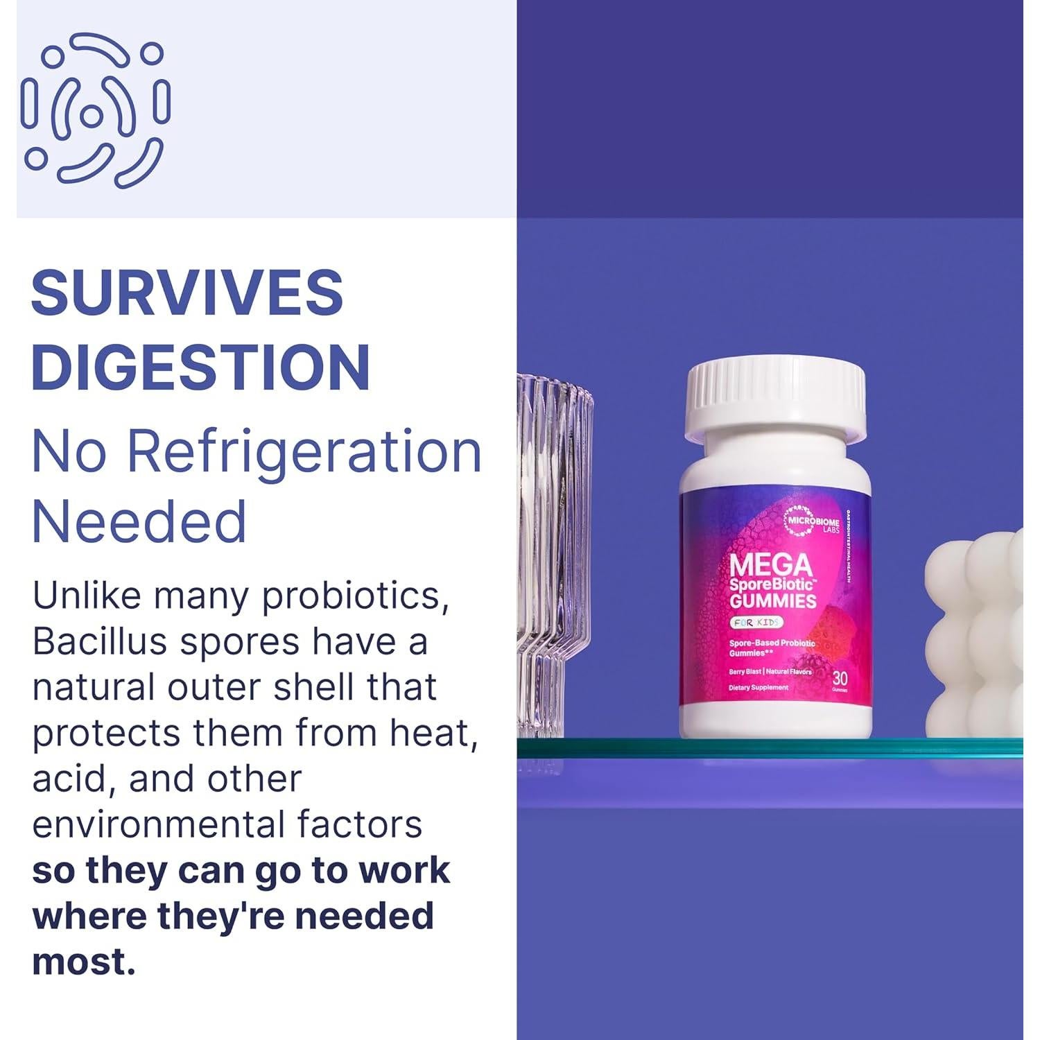 Probioticos Gummy Niños Microbiome Labs 30 Gomas Sabor Baya