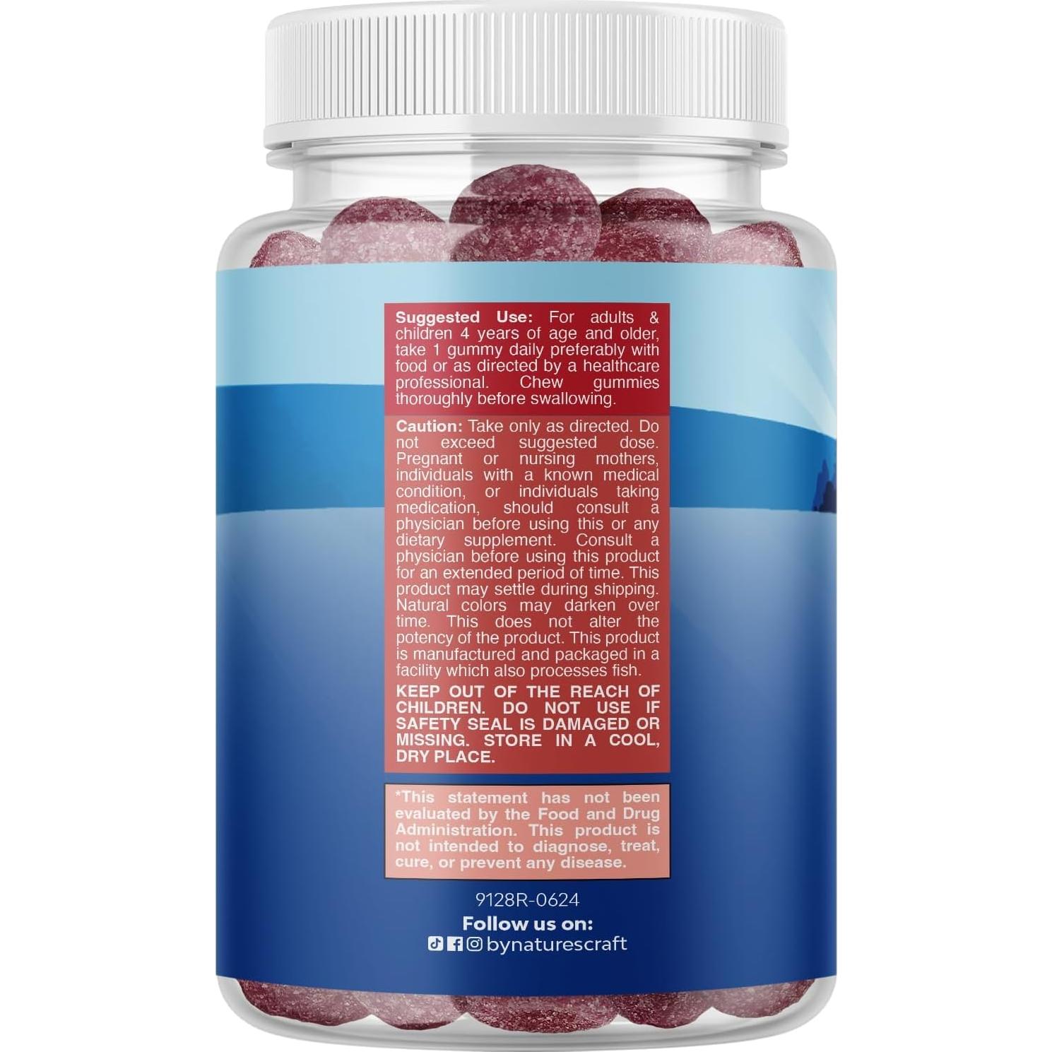 Gomitas de Magnesio para Niños Natures Craft 90 Unidades Sabor Frambuesa