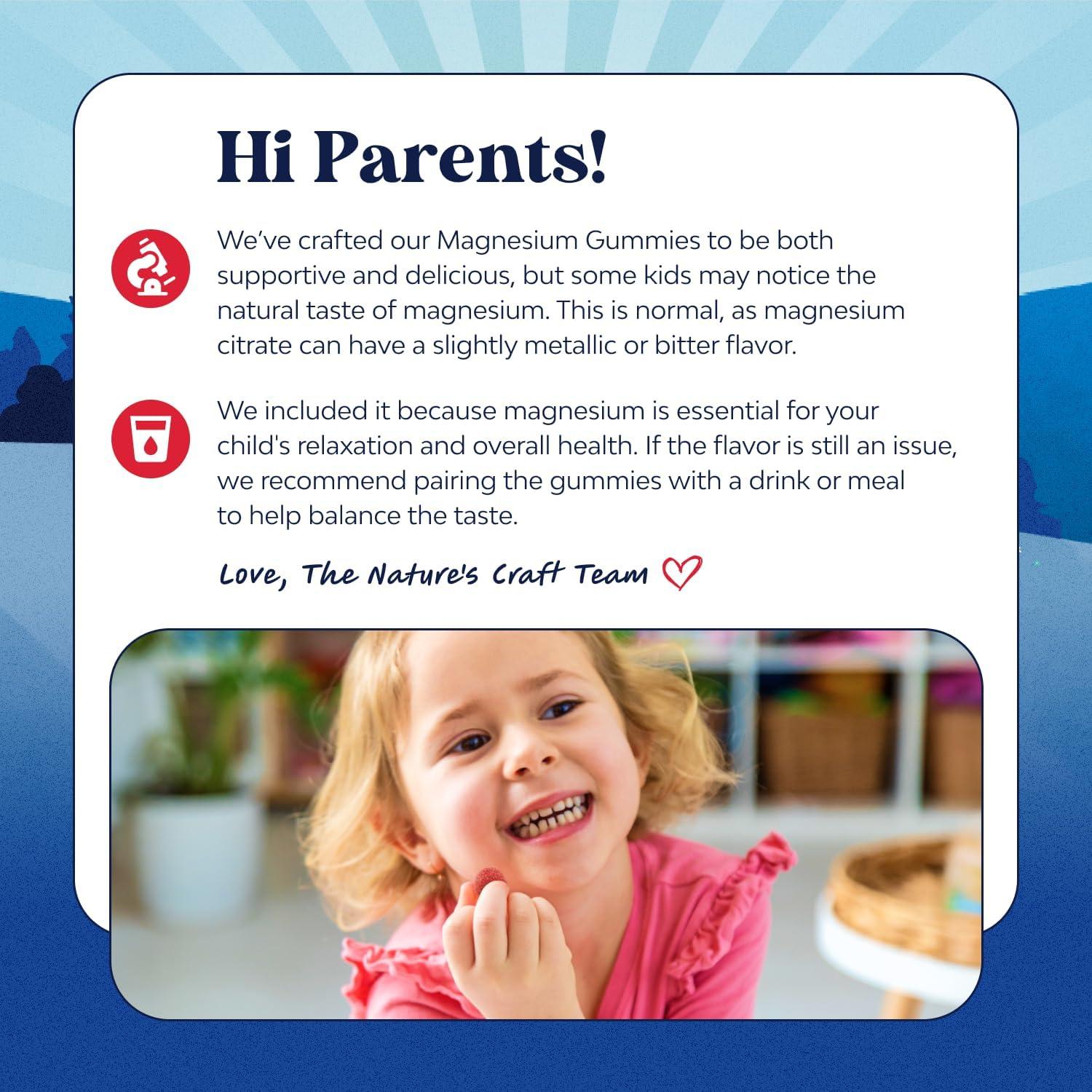 Gomitas de Magnesio para Niños Natures Craft 90 Unidades Sabor Frambuesa