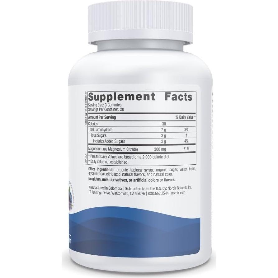 Gomitas de Magnesio Nordic Naturals 300 mg Sabor Arándano Lavanda - 60 Unidades
