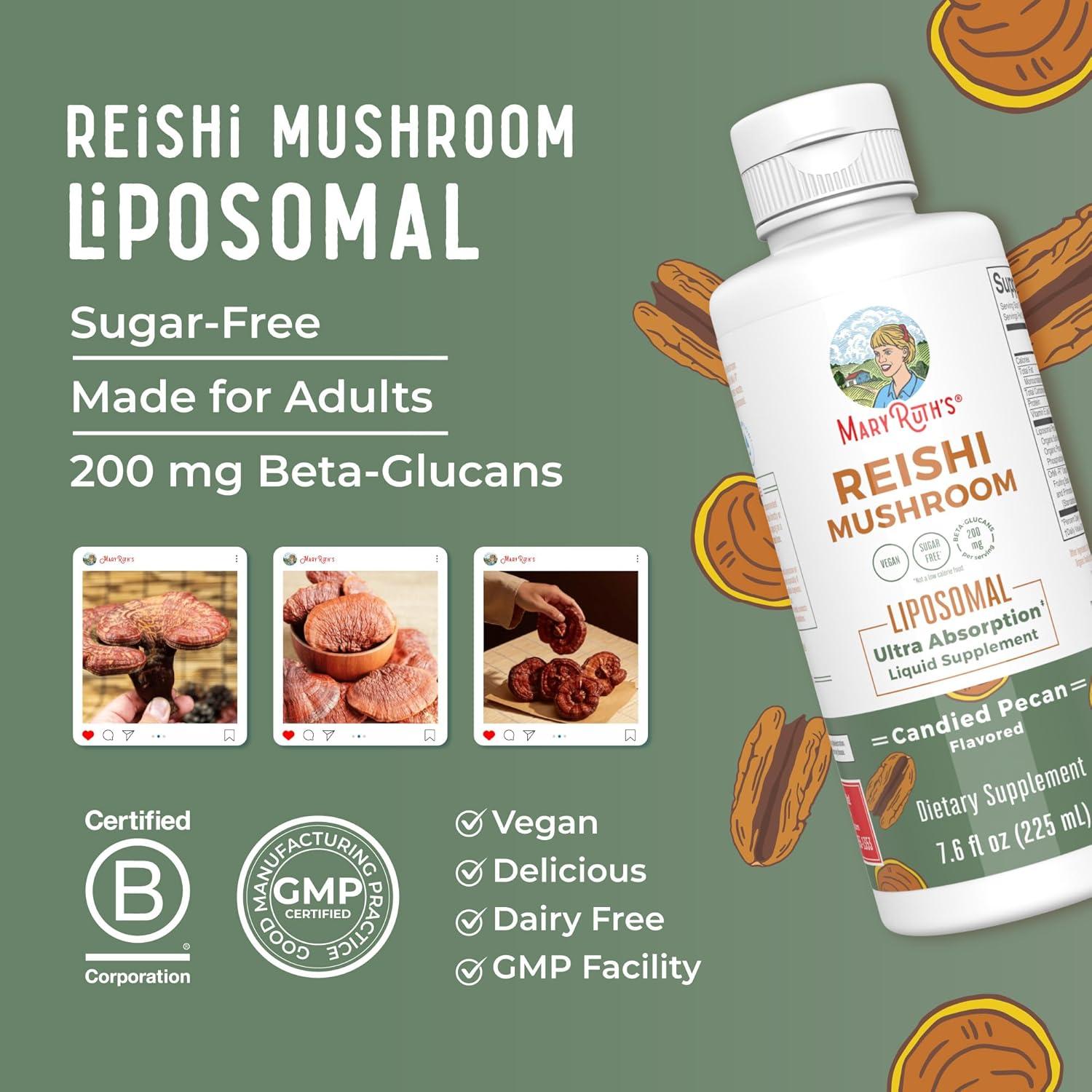 Suplemento Vegano de Champiñón Reishi MaryRuth 215g | Ultra Absorción