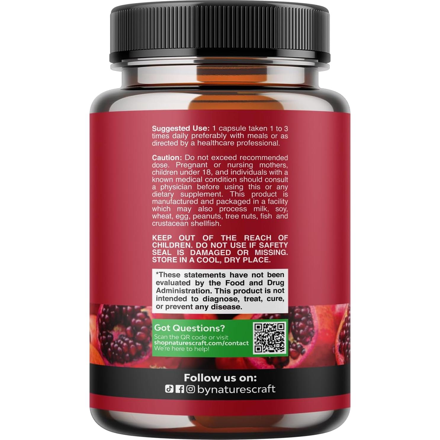 Cápsulas de Granada Natures Craft 60 Unidades Antioxidante