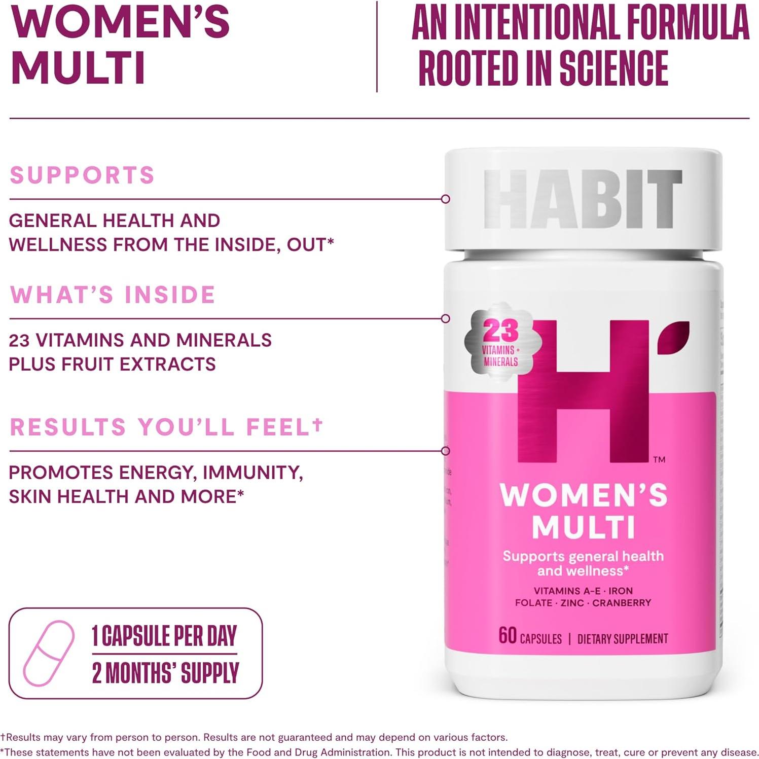 Suplemento Multivitamínico para Mujeres Habit 60 Cápsulas - 23 Vitaminas y Minerales