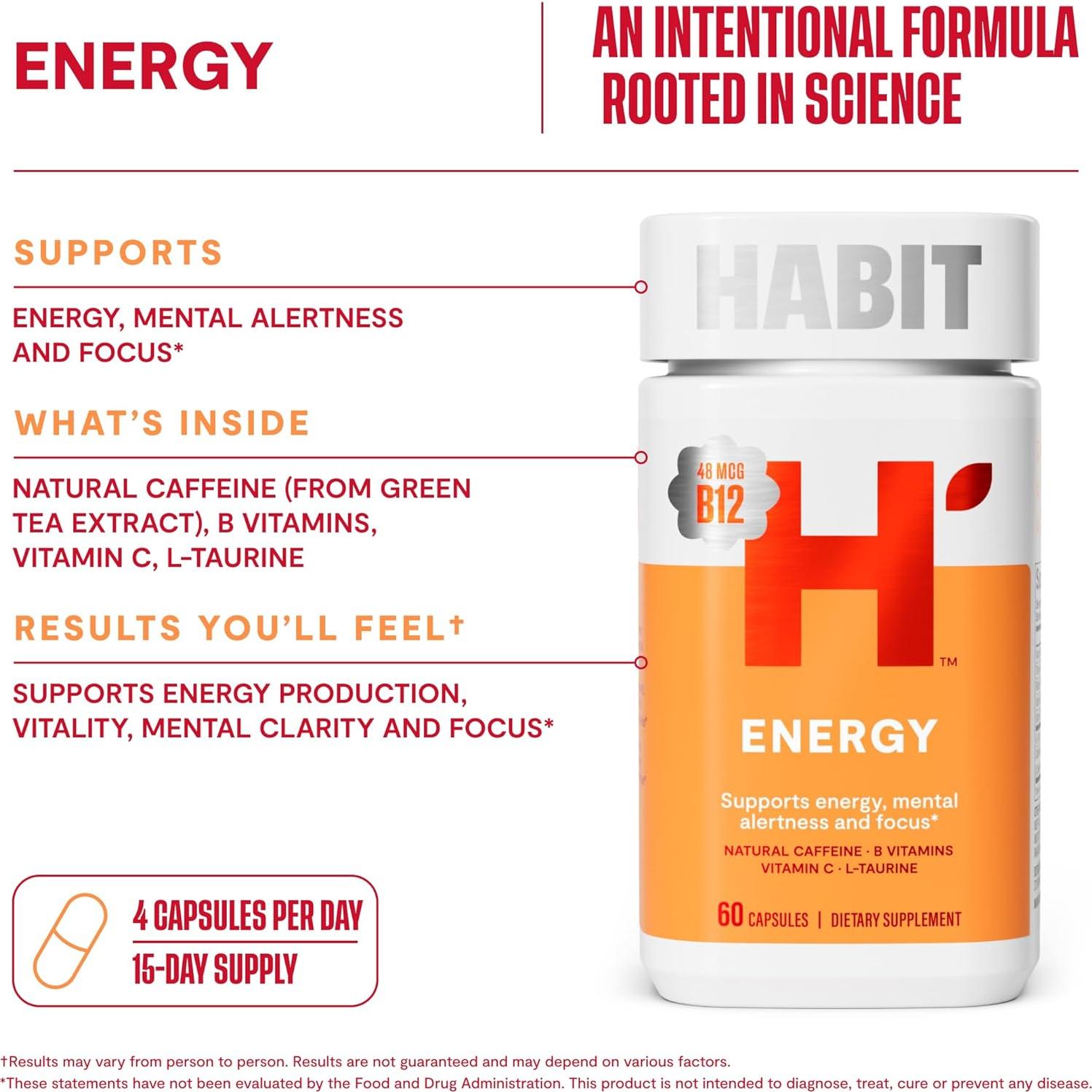 Suplemento Energía Habit 2 Paquete (120 Cápsulas) Vegano