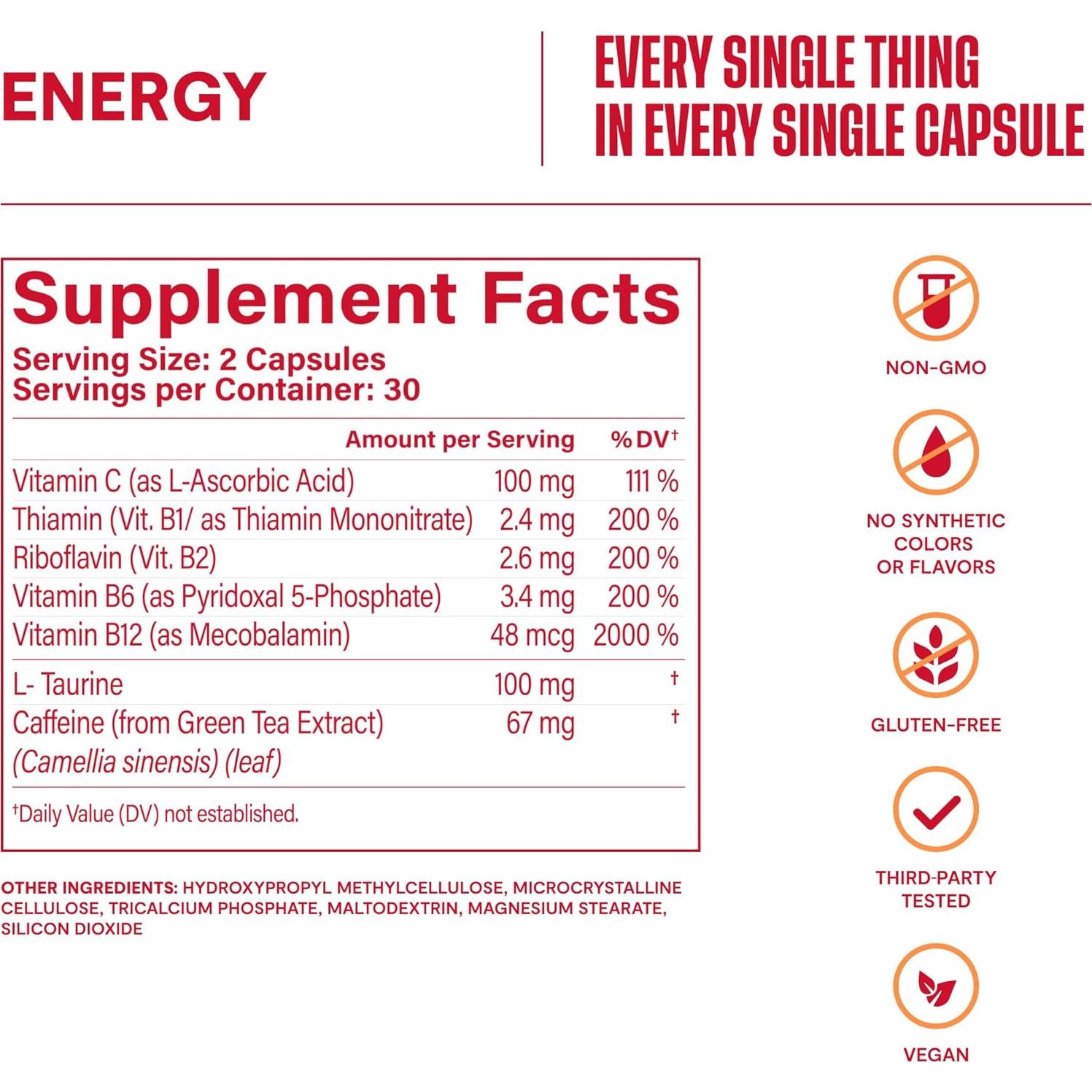 Suplemento Energía Habit 2 Paquete (120 Cápsulas) Vegano