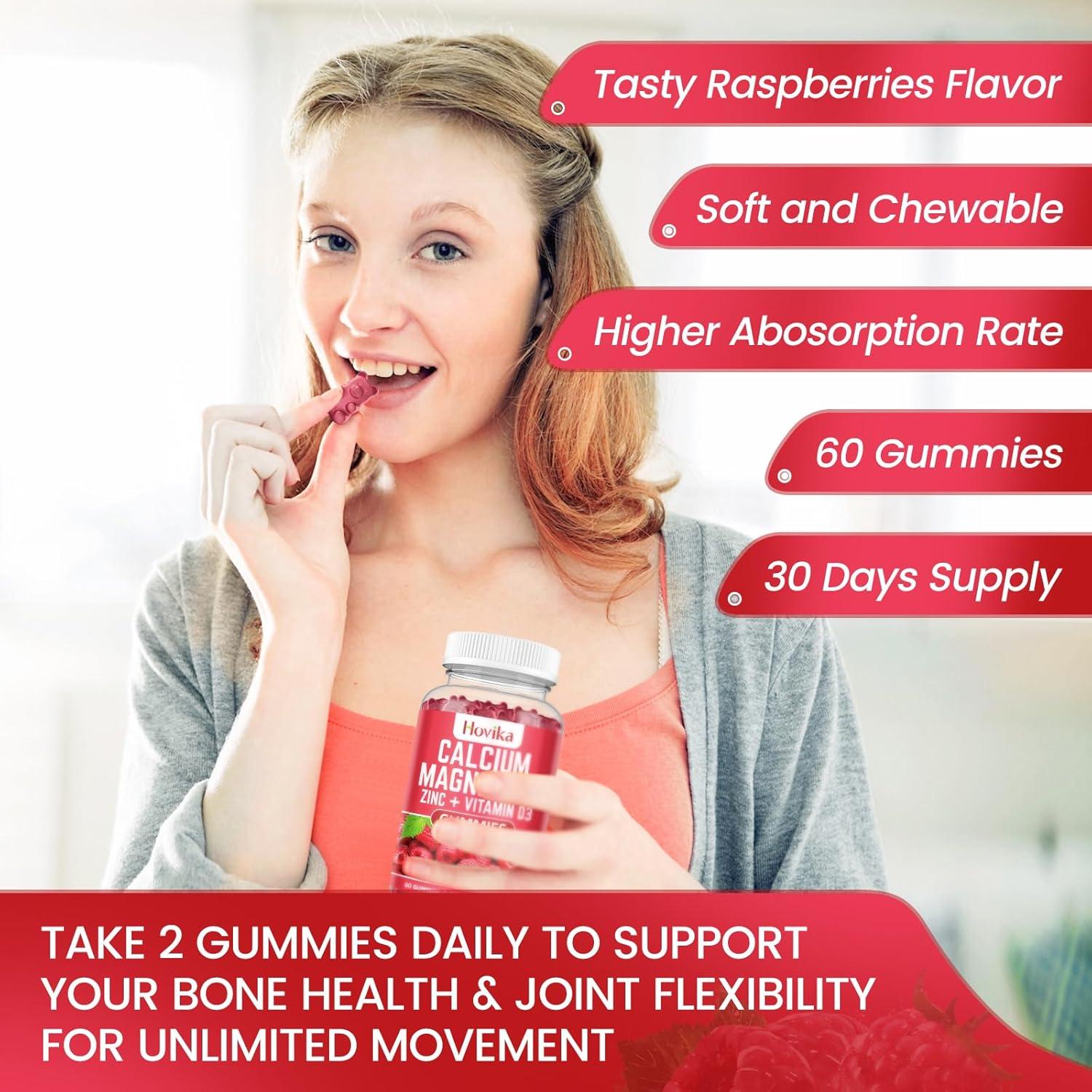 Gomitas de Calcio Magnesio Zinc Hovika 60 Unidades Frambuesa