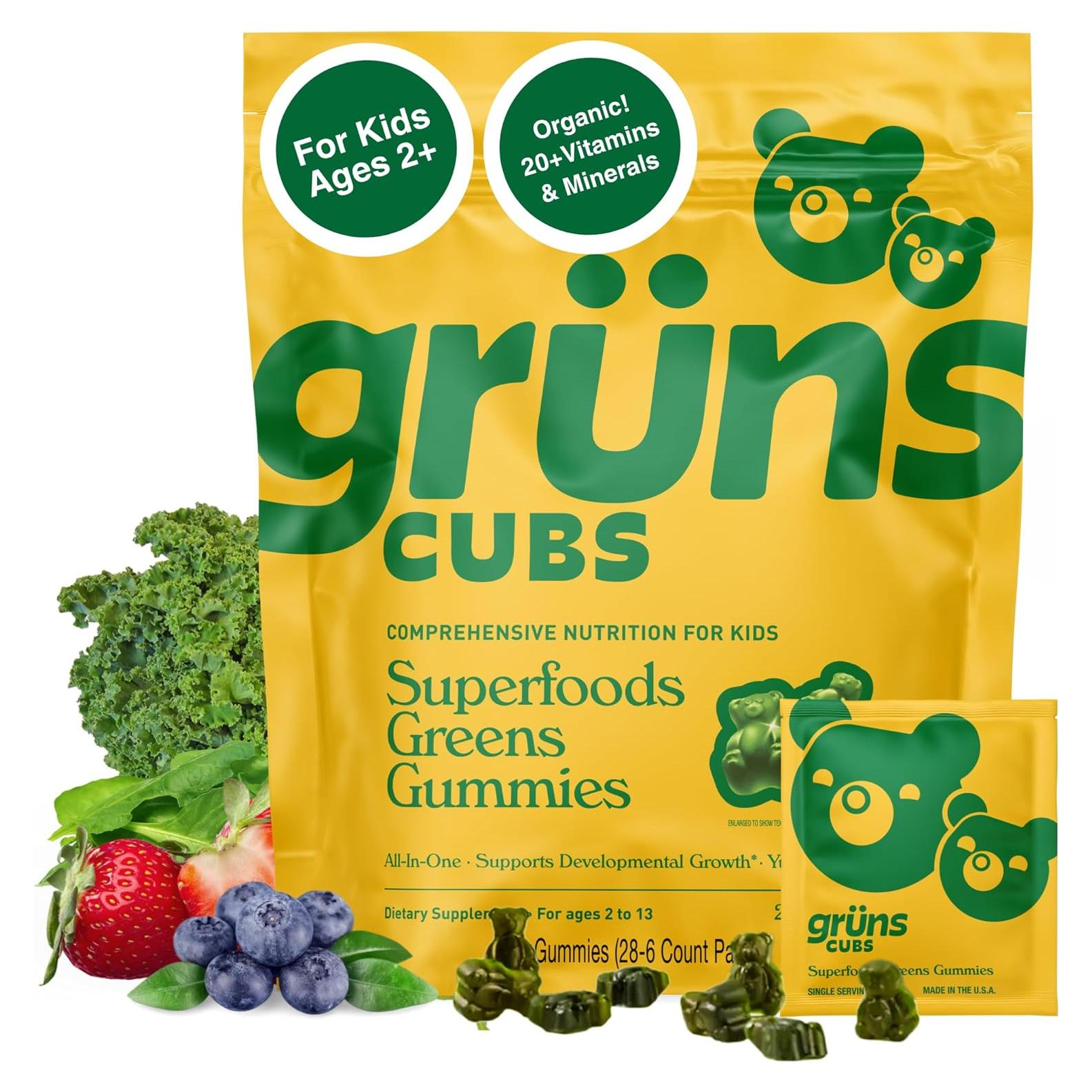 Gominolas de Superalimento Gruns Kids - 168 Ositos, Bajo en Azúcar