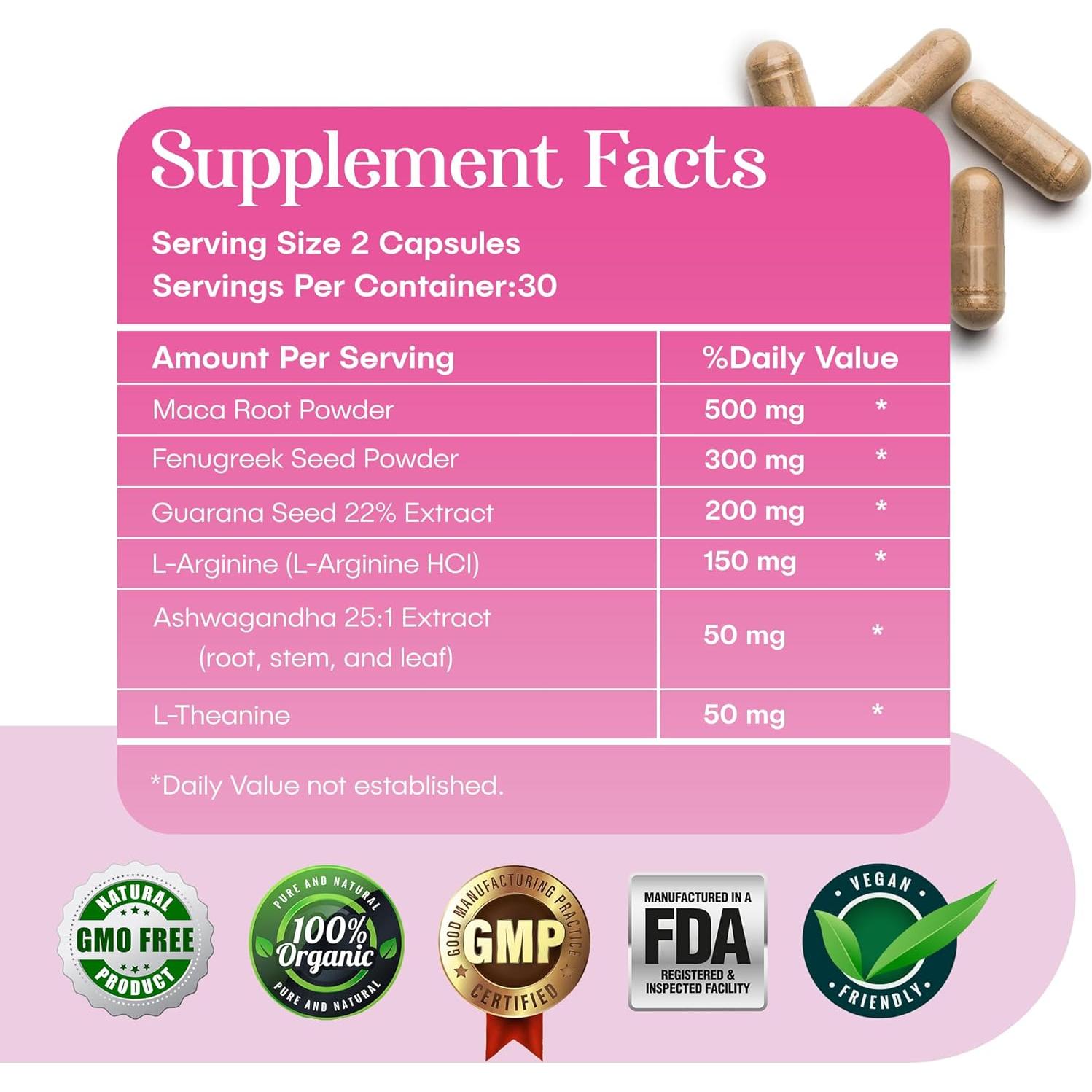 Crave Aumento de Libido Mujeres 60 Cápsulas Veganas Maca Ashwagandha