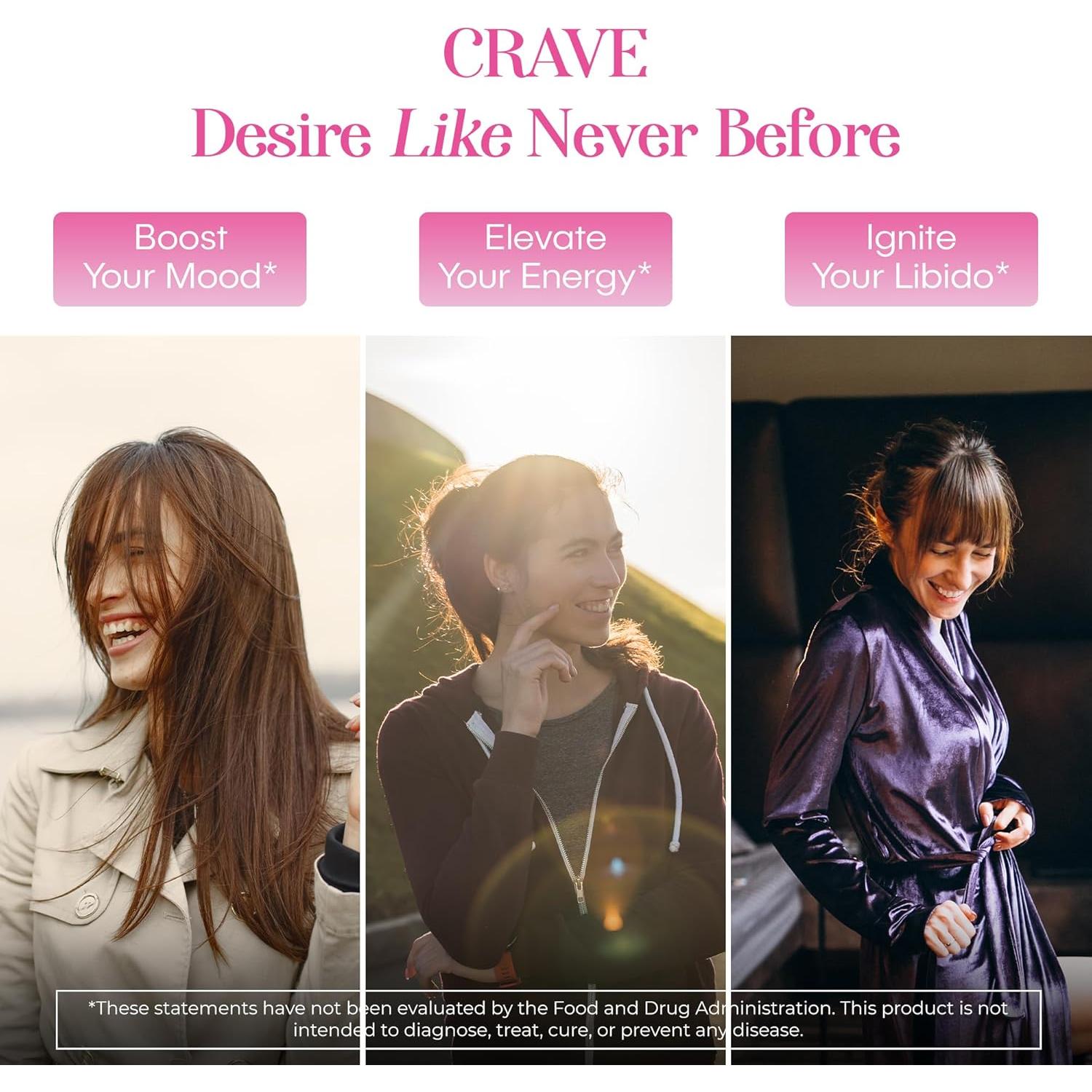 Crave Aumento de Libido Mujeres 60 Cápsulas Veganas Maca Ashwagandha