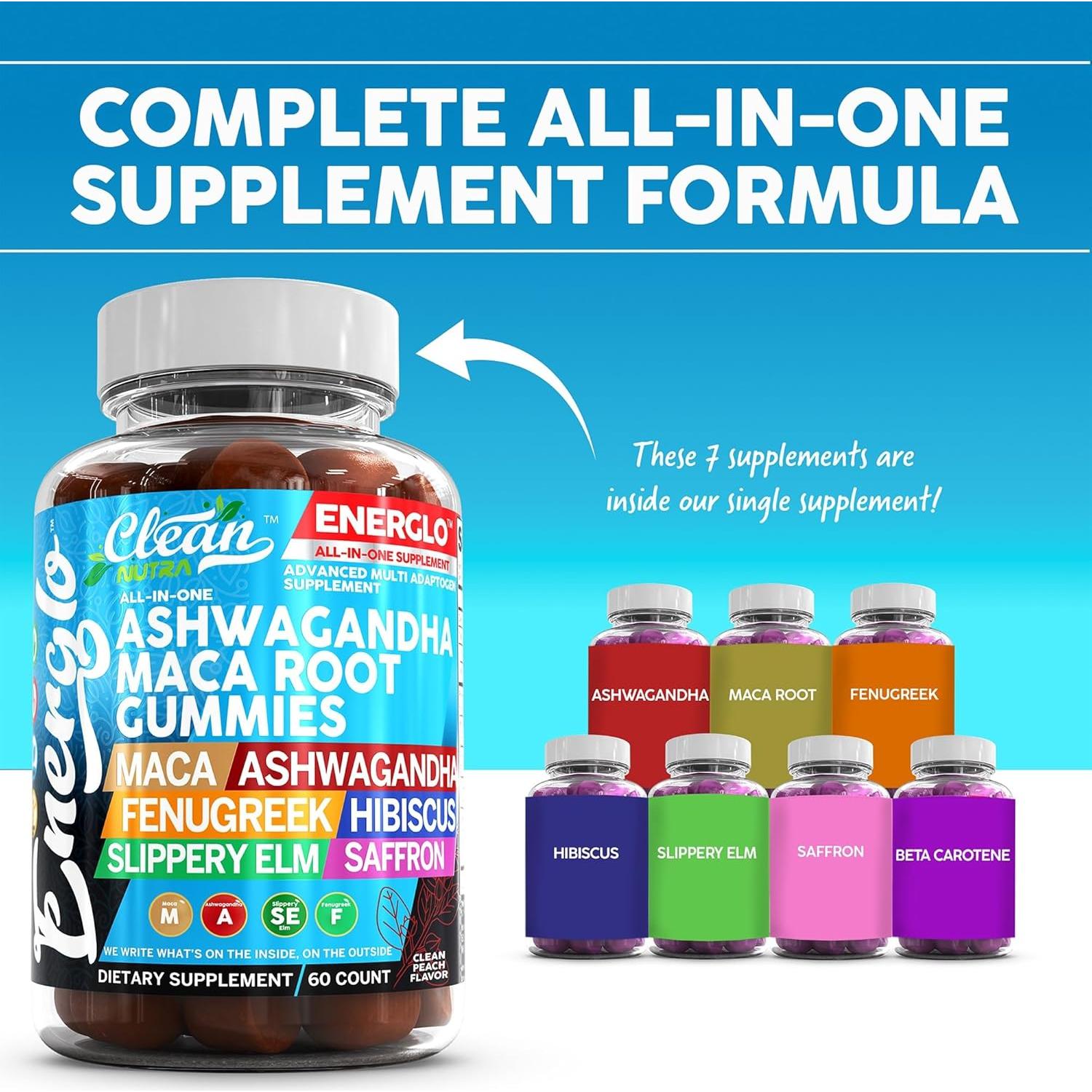 Gomitas de Ashwagandha y Maca Clean Nutra 45g Sabor Durazno