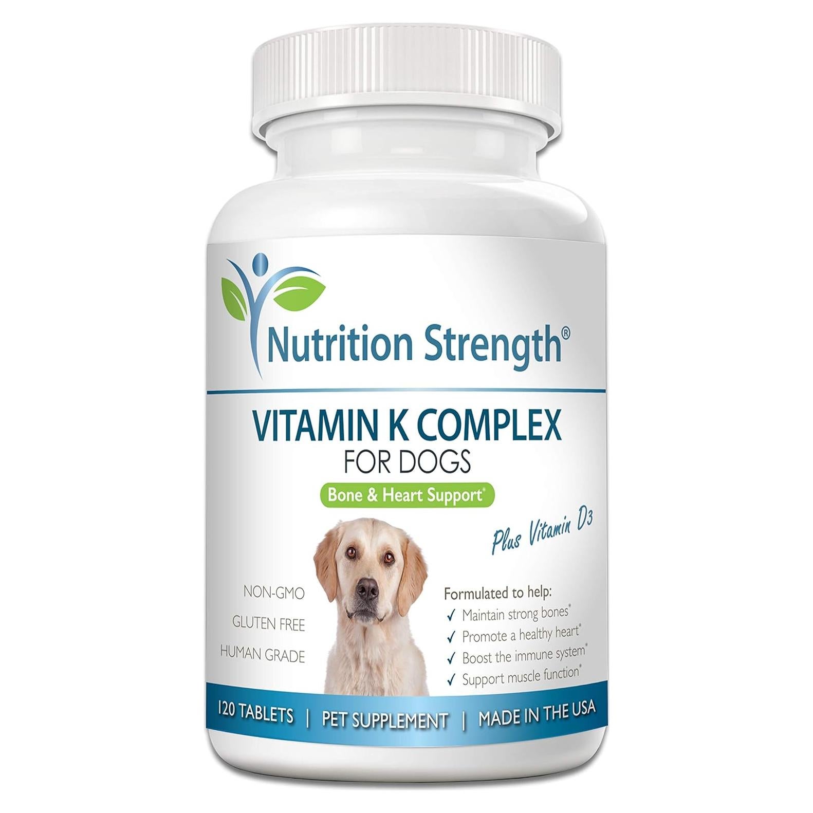 Suplemento Vitamina K y D3 para Perros Nutrition Strength - 120 Tabletas Masticables