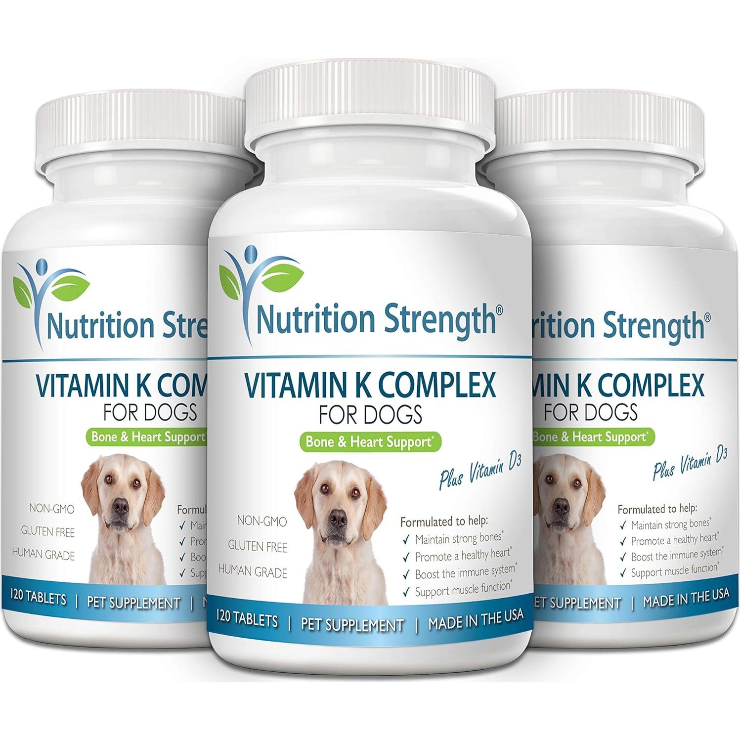 Suplemento Vitamina K y D3 para Perros Nutrition Strength - 120 Tabletas Masticables