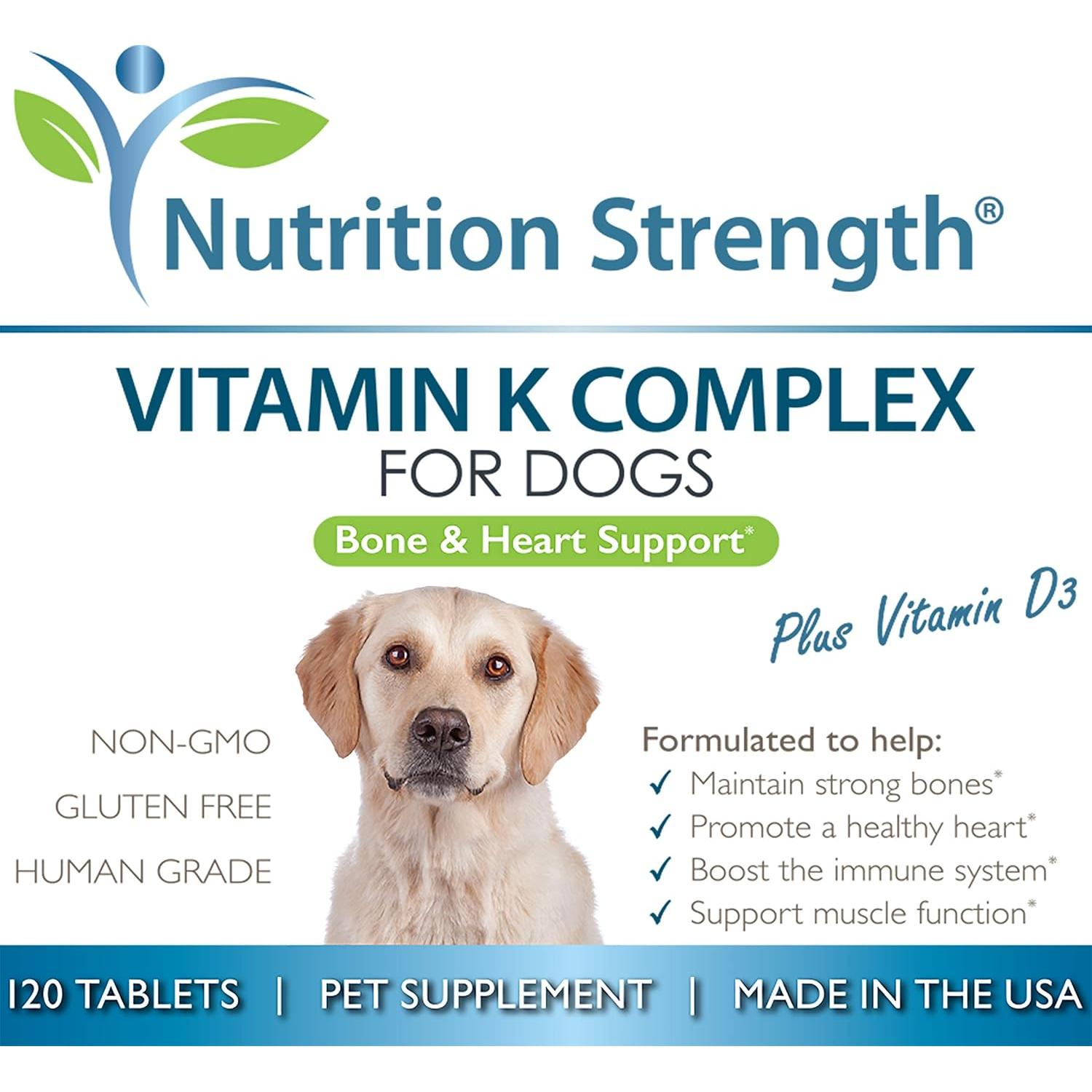 Suplemento Vitamina K y D3 para Perros Nutrition Strength - 120 Tabletas Masticables