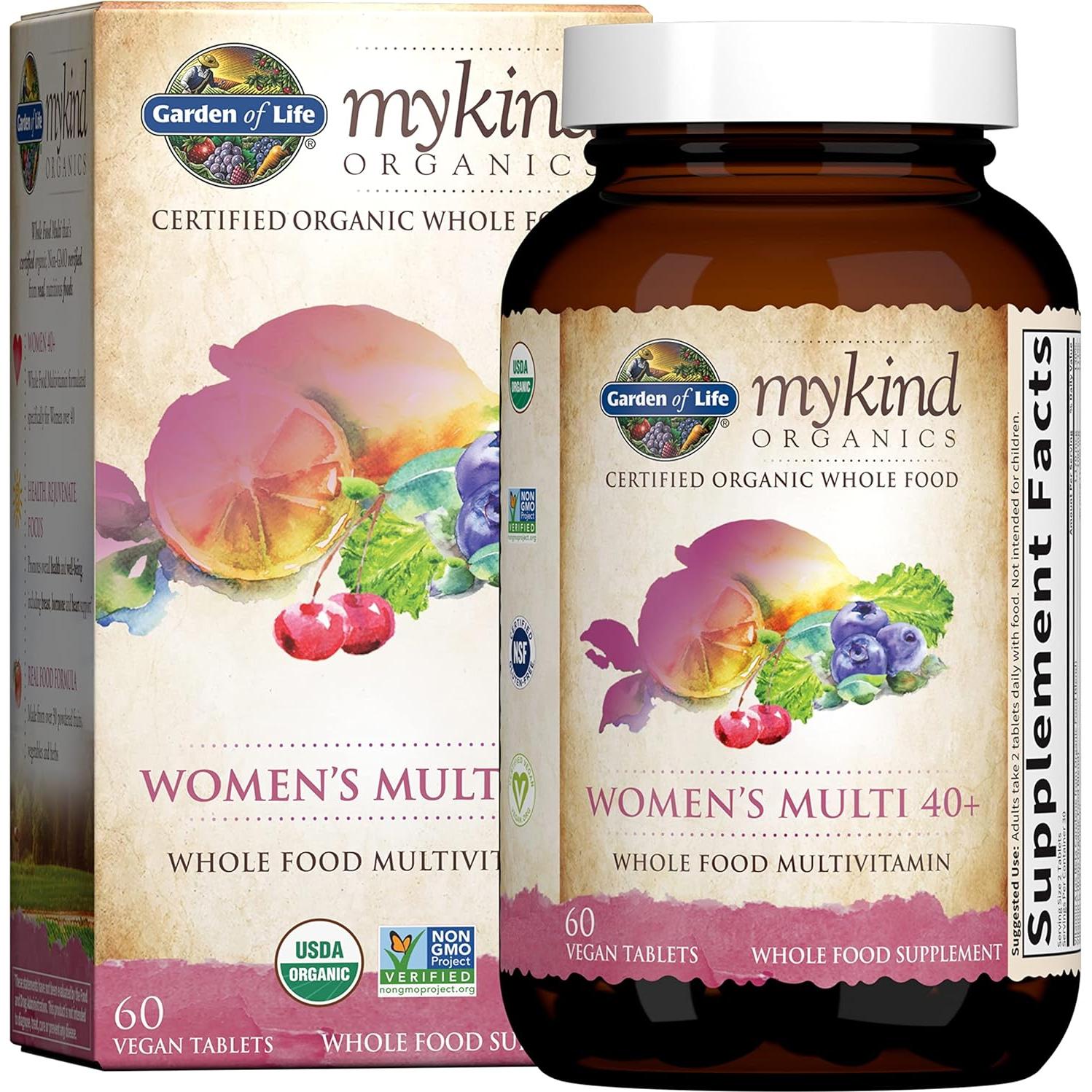 Multivitaminas Orgánicas Jardín de Vida para Mujeres 40+ y Hombres - 60 Tabletas