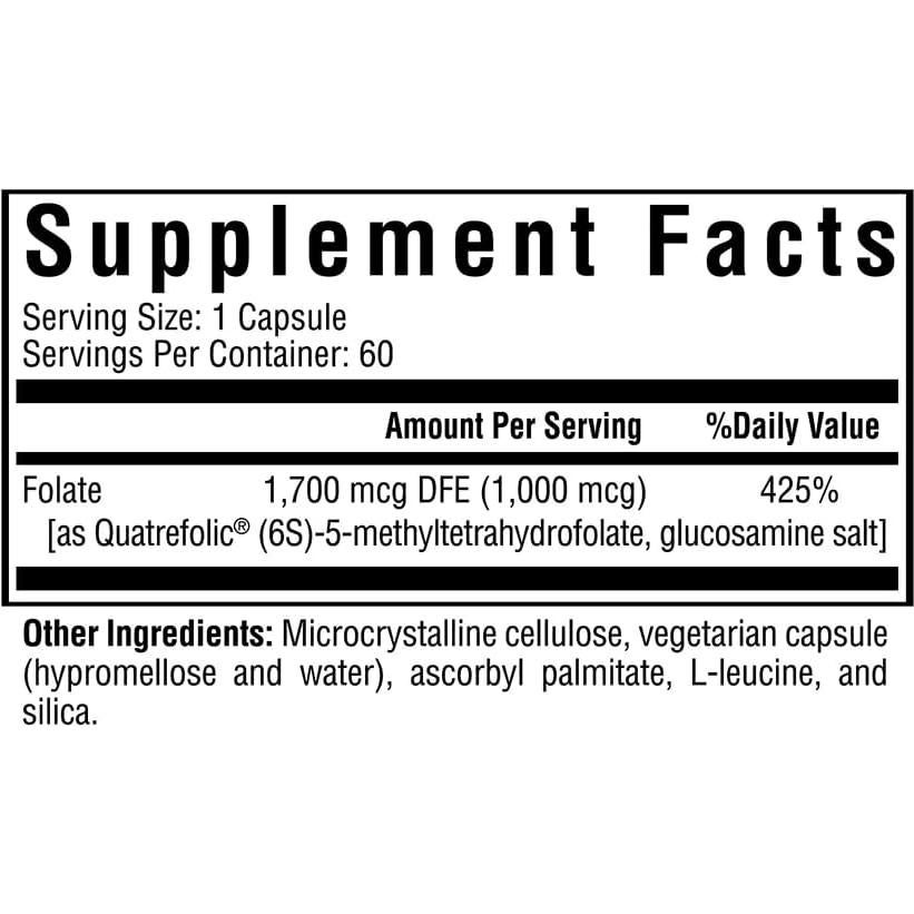 Suplemento de Folato Metílico Seeking Health L-5-MTHF 1700 mcg