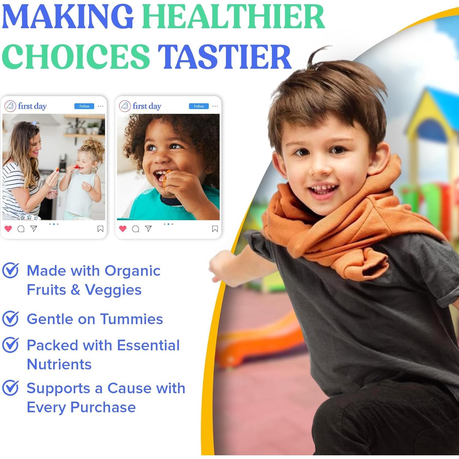 Gomitas Multivitamínicas para Niños Primer Día 4+ - Fresa y Naranja