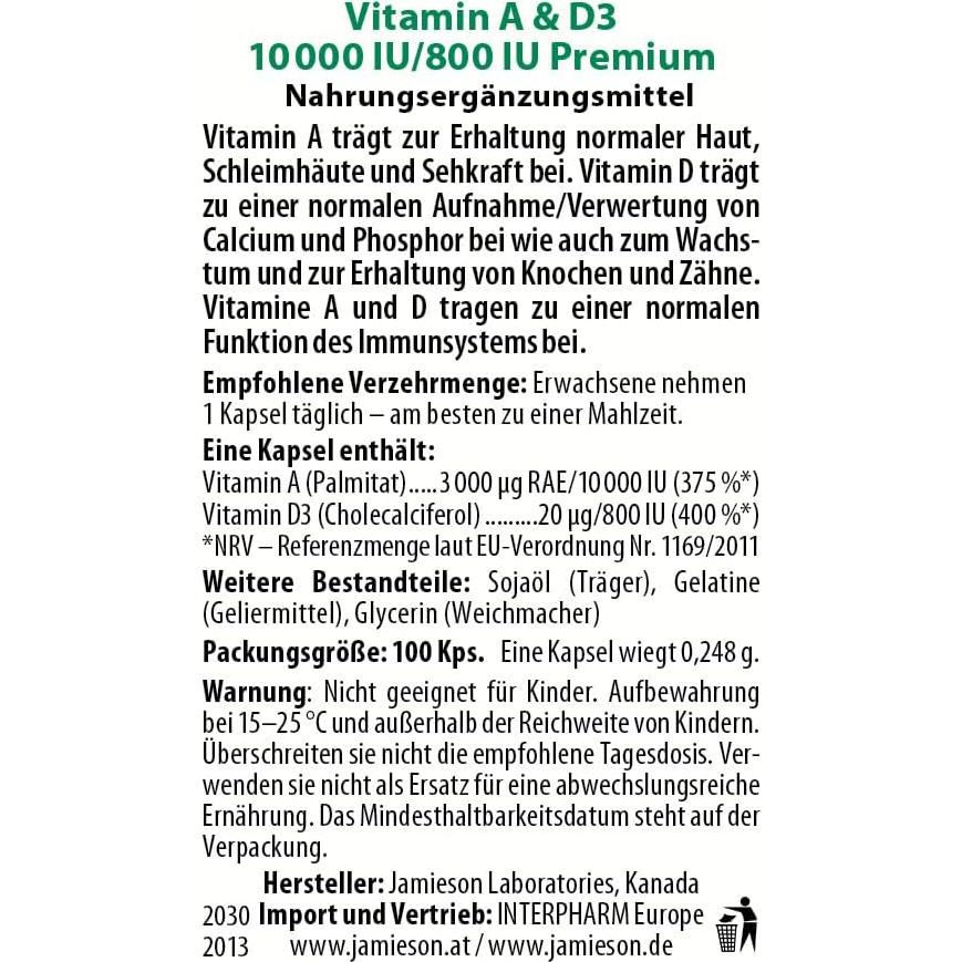 Vitamina A y D Jamieson 100 Gelatinas Blandas 49.87g