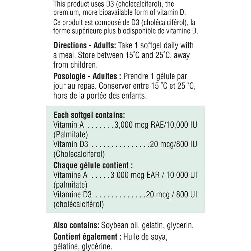 Vitamina A y D Jamieson 100 Gelatinas Blandas 49.87g