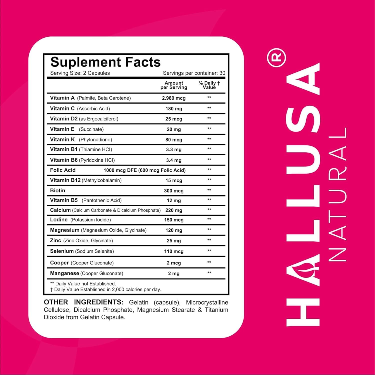 Multivitamínico para Mujeres Hallusa Natural - 60 Cápsulas