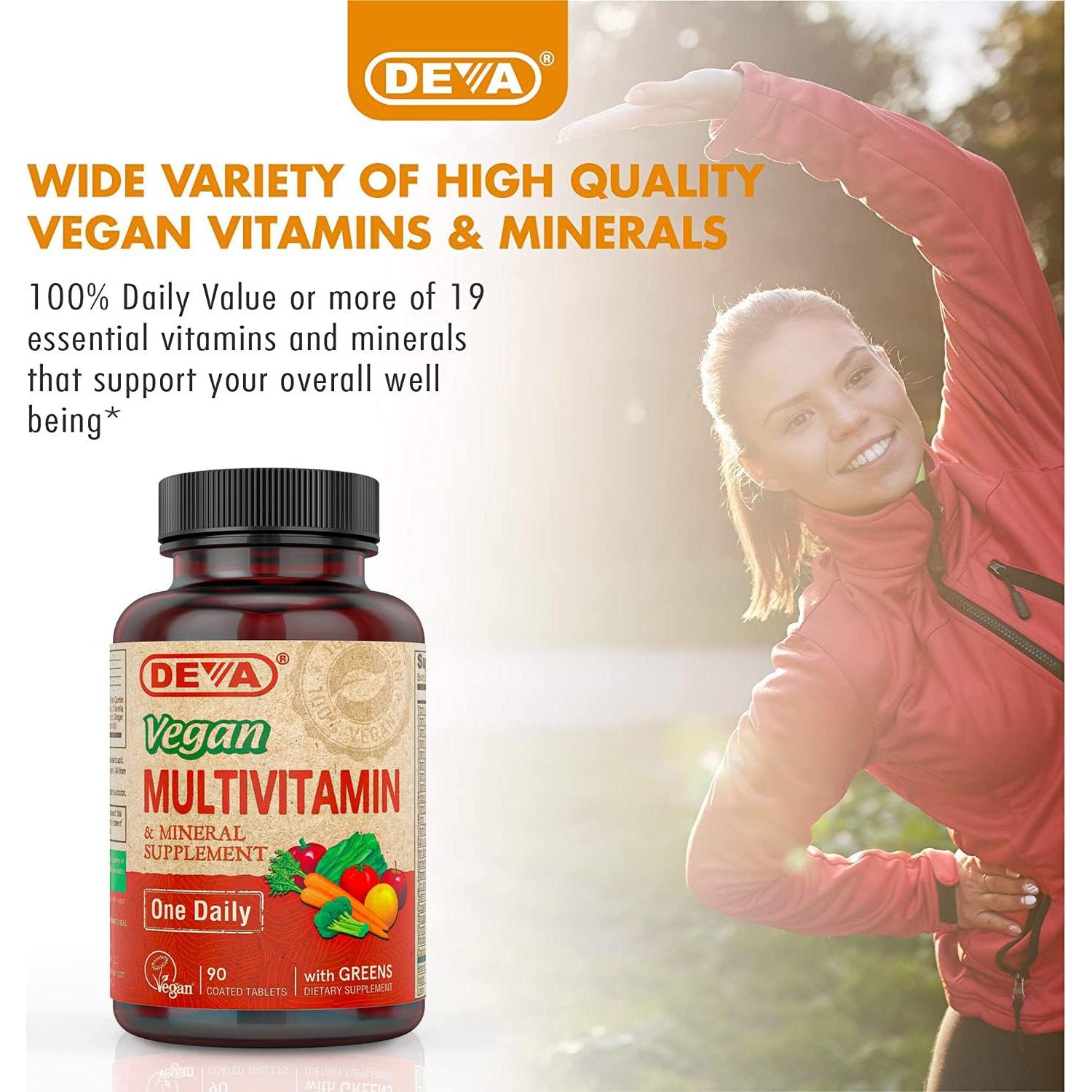 Suplemento Multivitamínico Vegano DEVA 90 Tabletas con Hierro