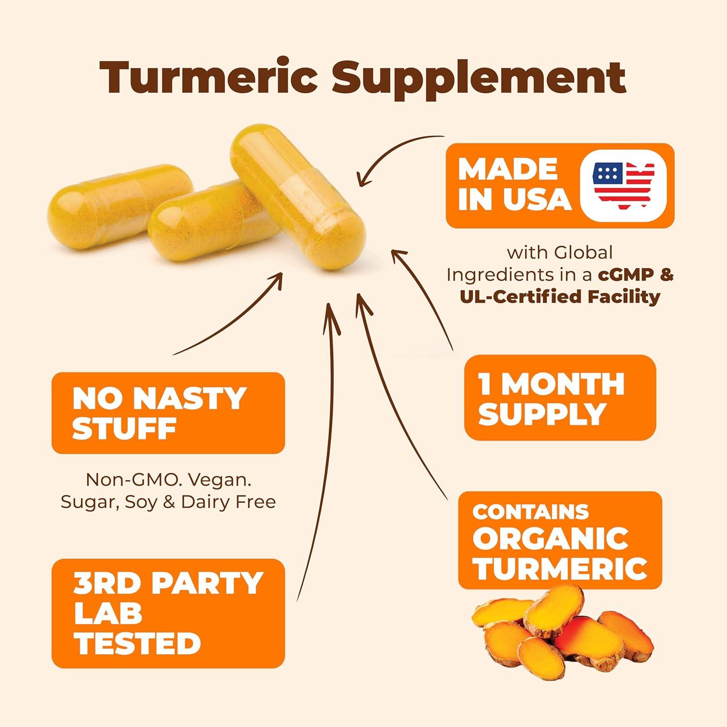 Suplemento de Cúrcuma Curcumina Vimerson 1200mg 60 Cápsulas