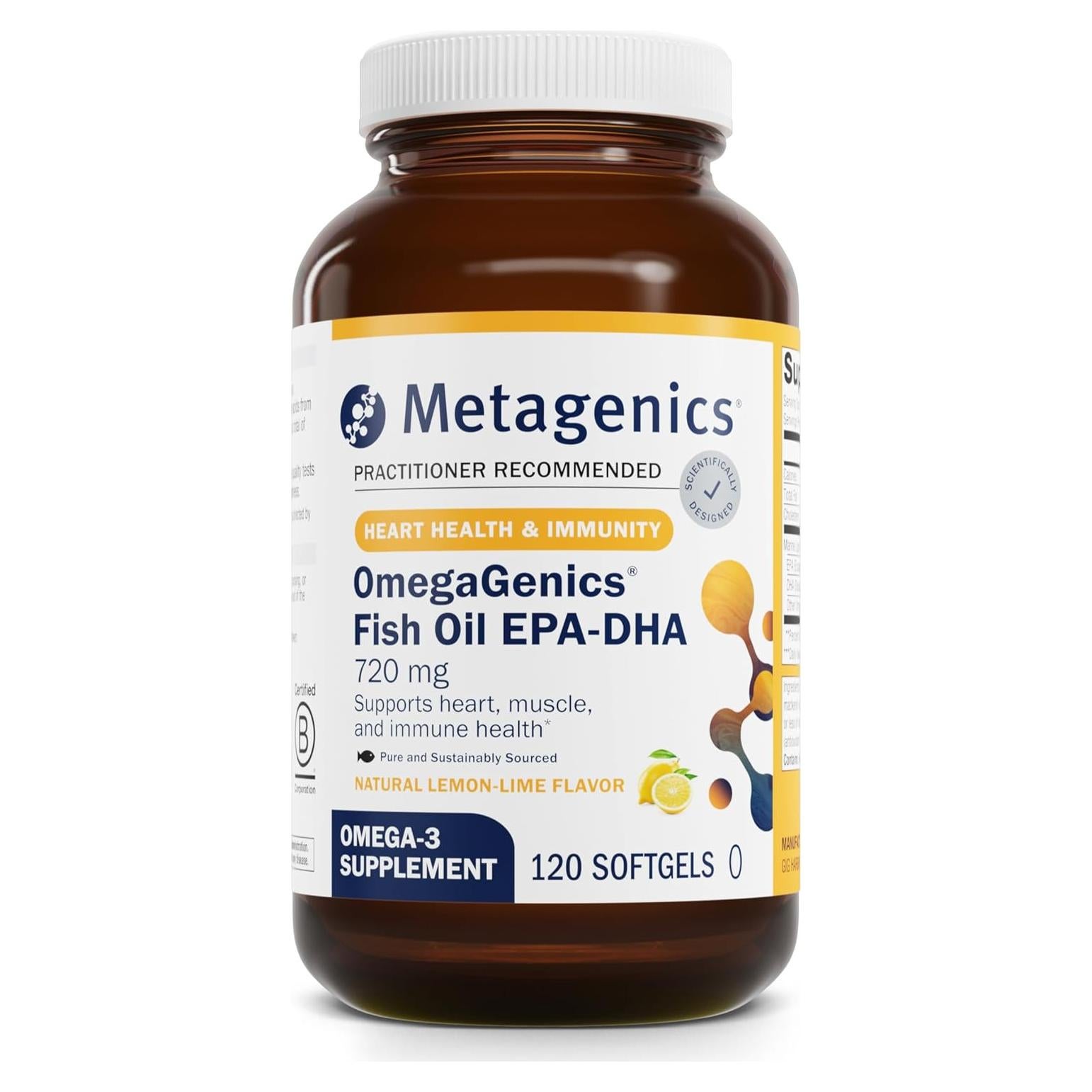 Suplemento OmegaGenics Aceite de Pescado EPA-DHA 720 mg - Metagenics - 120 Gelatinas Blandas