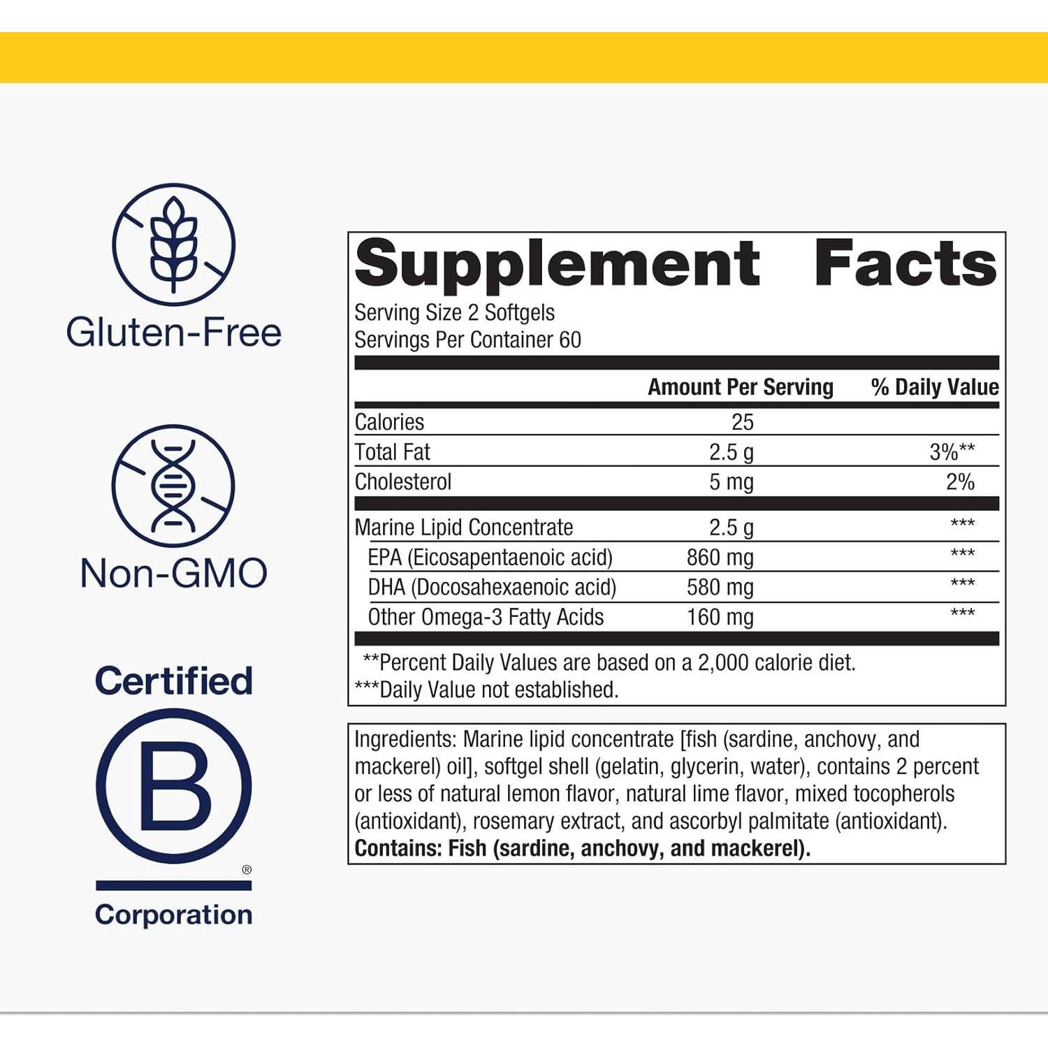 Suplemento OmegaGenics Aceite de Pescado EPA-DHA 720 mg - Metagenics - 120 Gelatinas Blandas