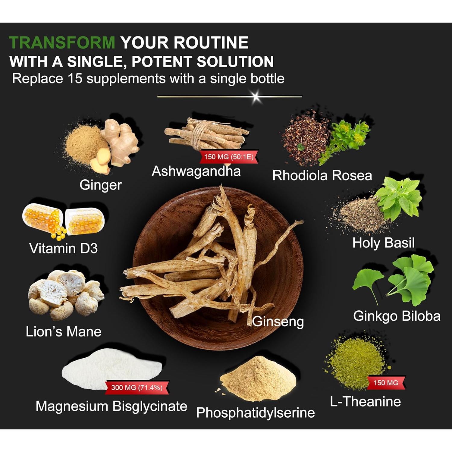 Suplemento DLNIA Super Calm 15-en-1 con Magnesio y Ashwagandha