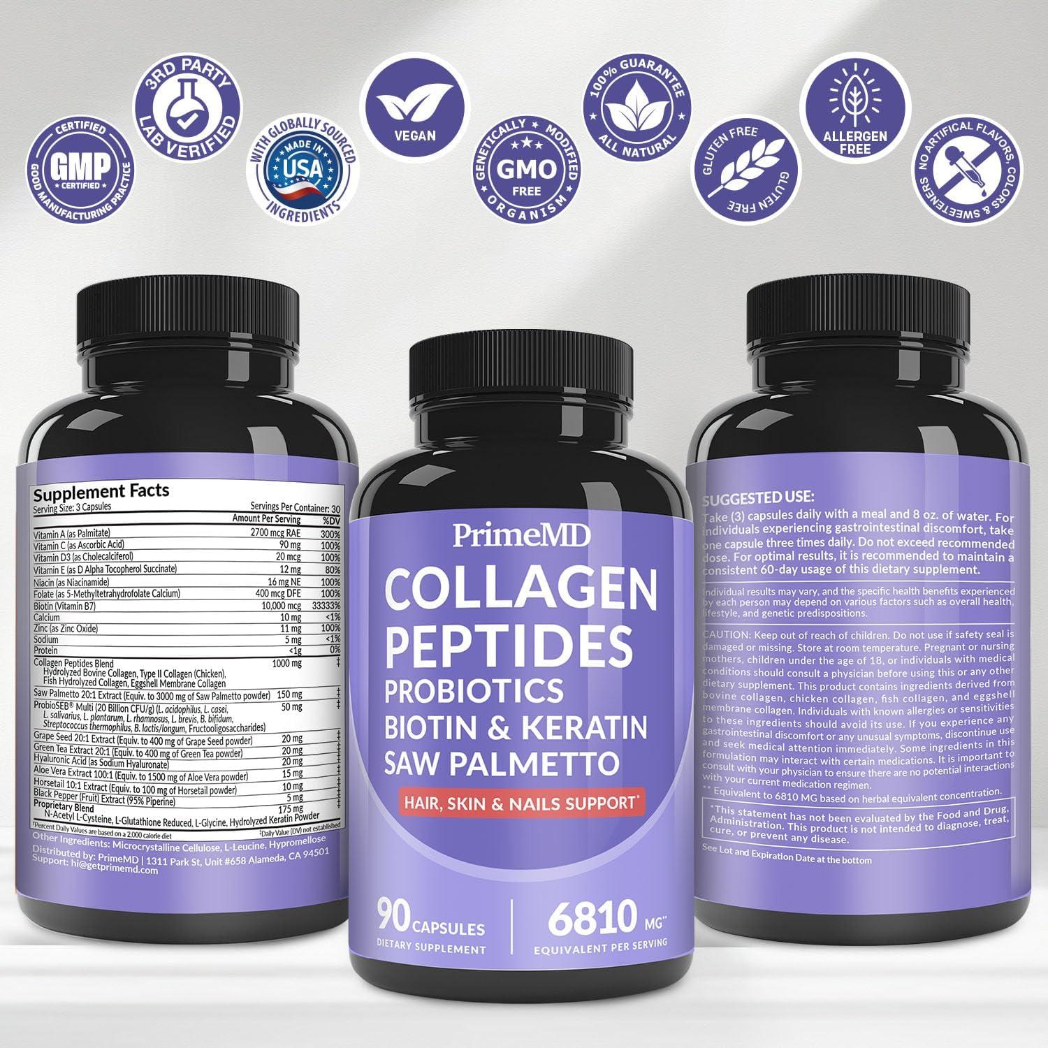 Vitaminas para Cabello, Piel y Uñas PrimeMD 90 Cápsulas