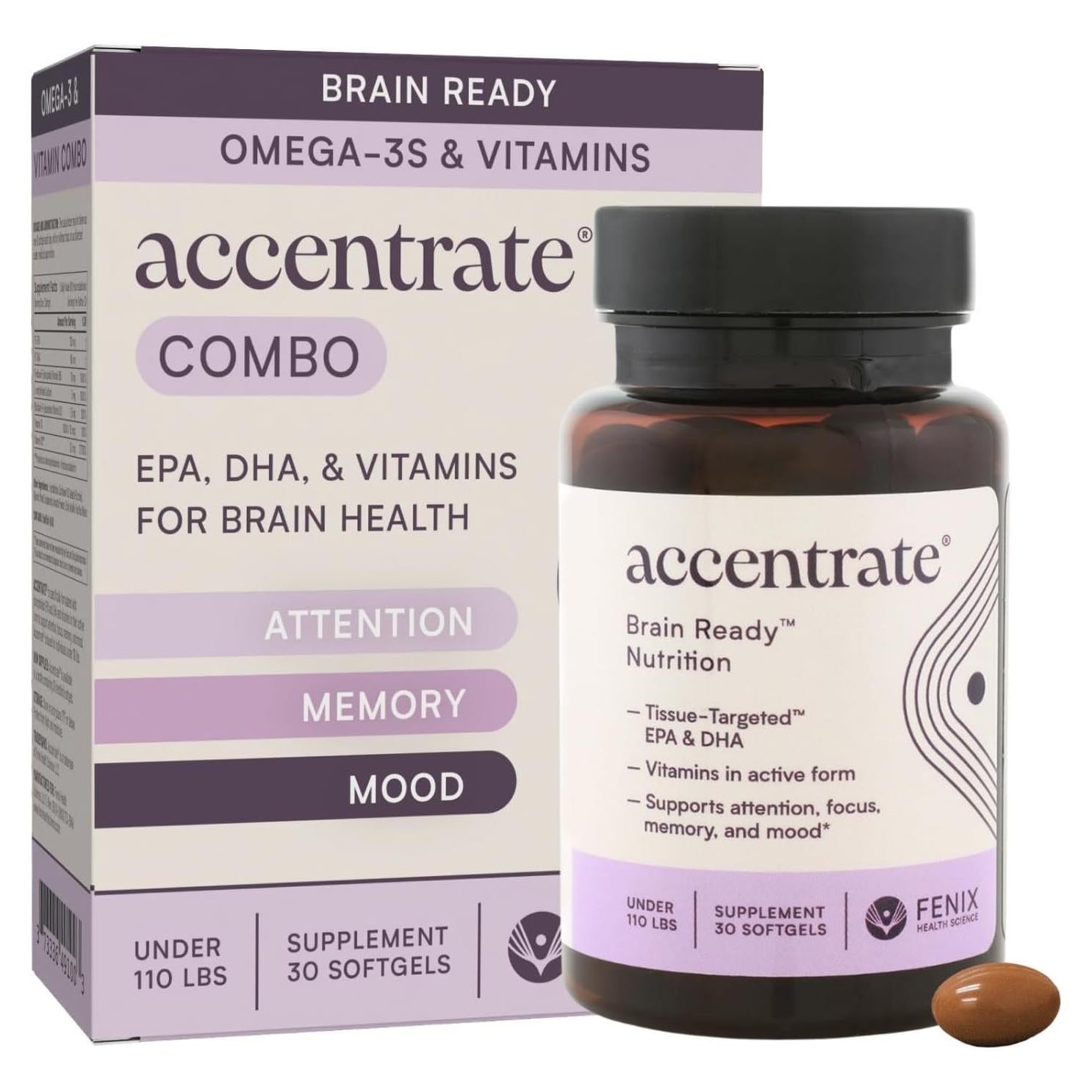 Suplemento Accentrate Fenix - Omega 3 y Vitaminas B - 30 Gelatinas