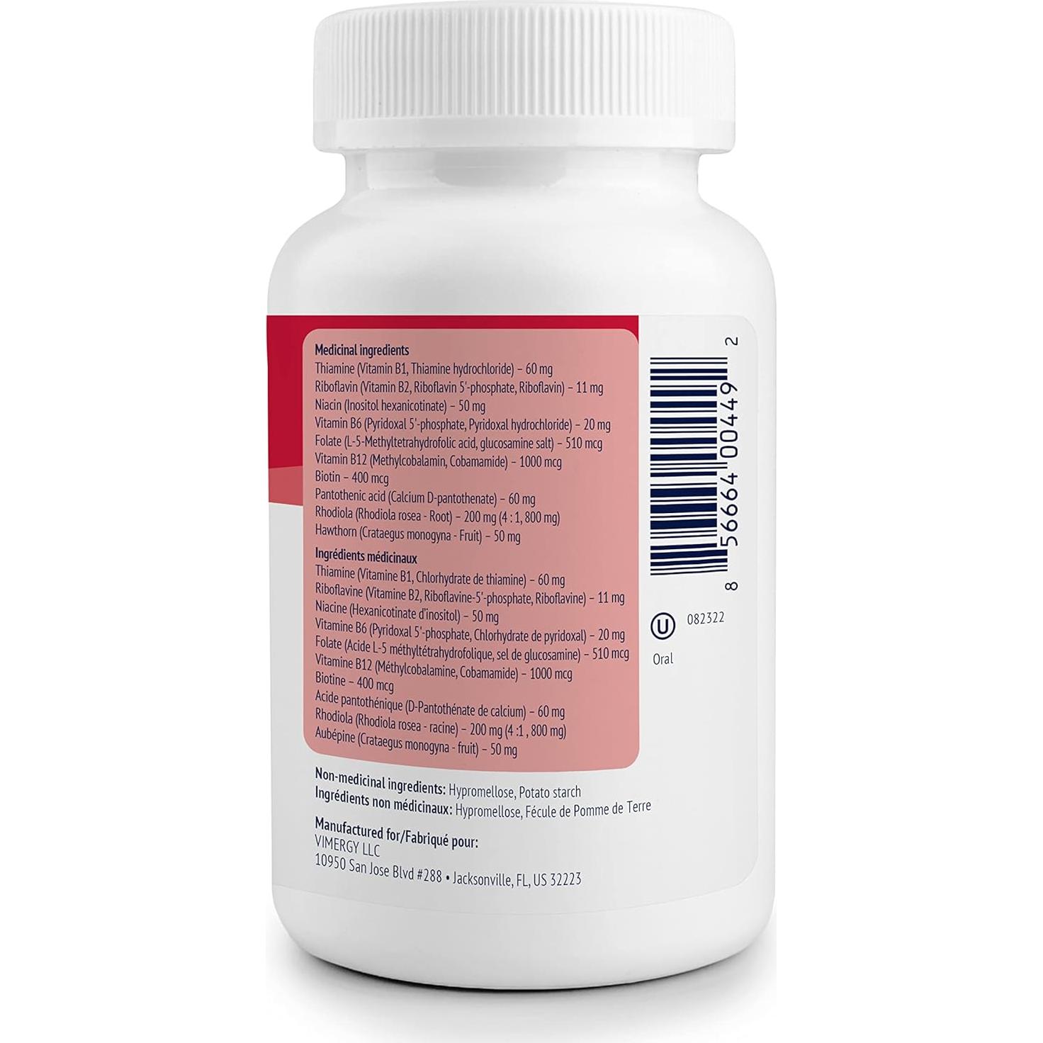 Vimergy Adapto B Complejo 120 Cápsulas - 8 Vitaminas B + Rhodiola