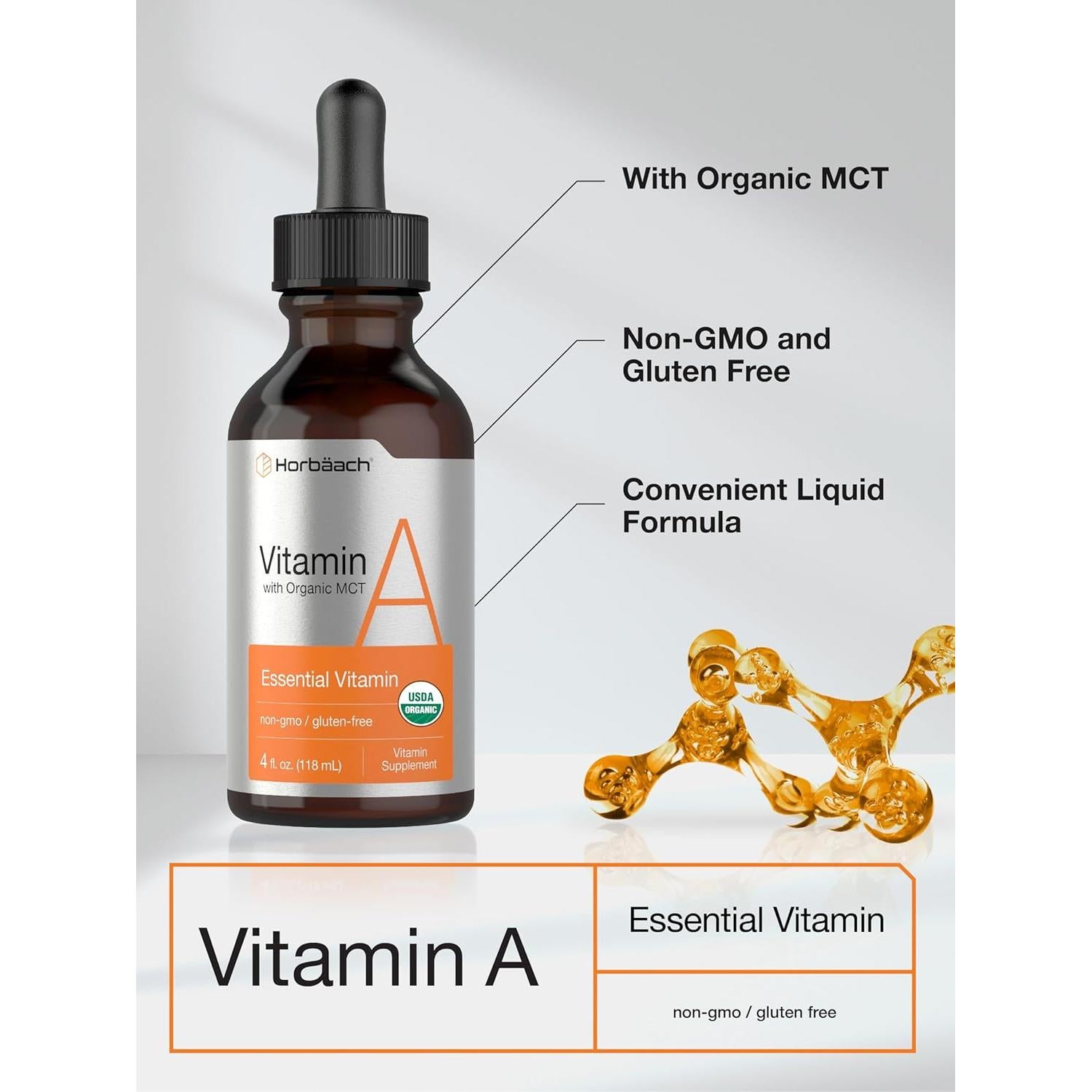 Vitamina A Líquida Horbäach 118 ml con Aceite MCT Orgánico