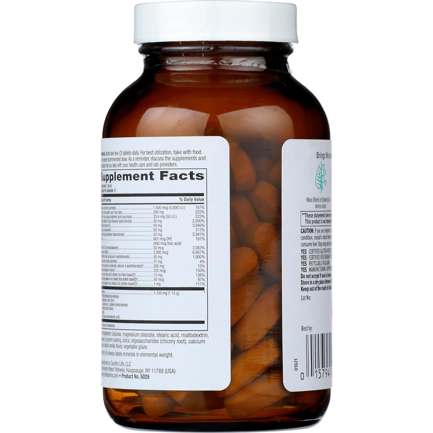 Country Life Maxi-Hair Suplemento 2000mcg Biotina 90 Tabletas