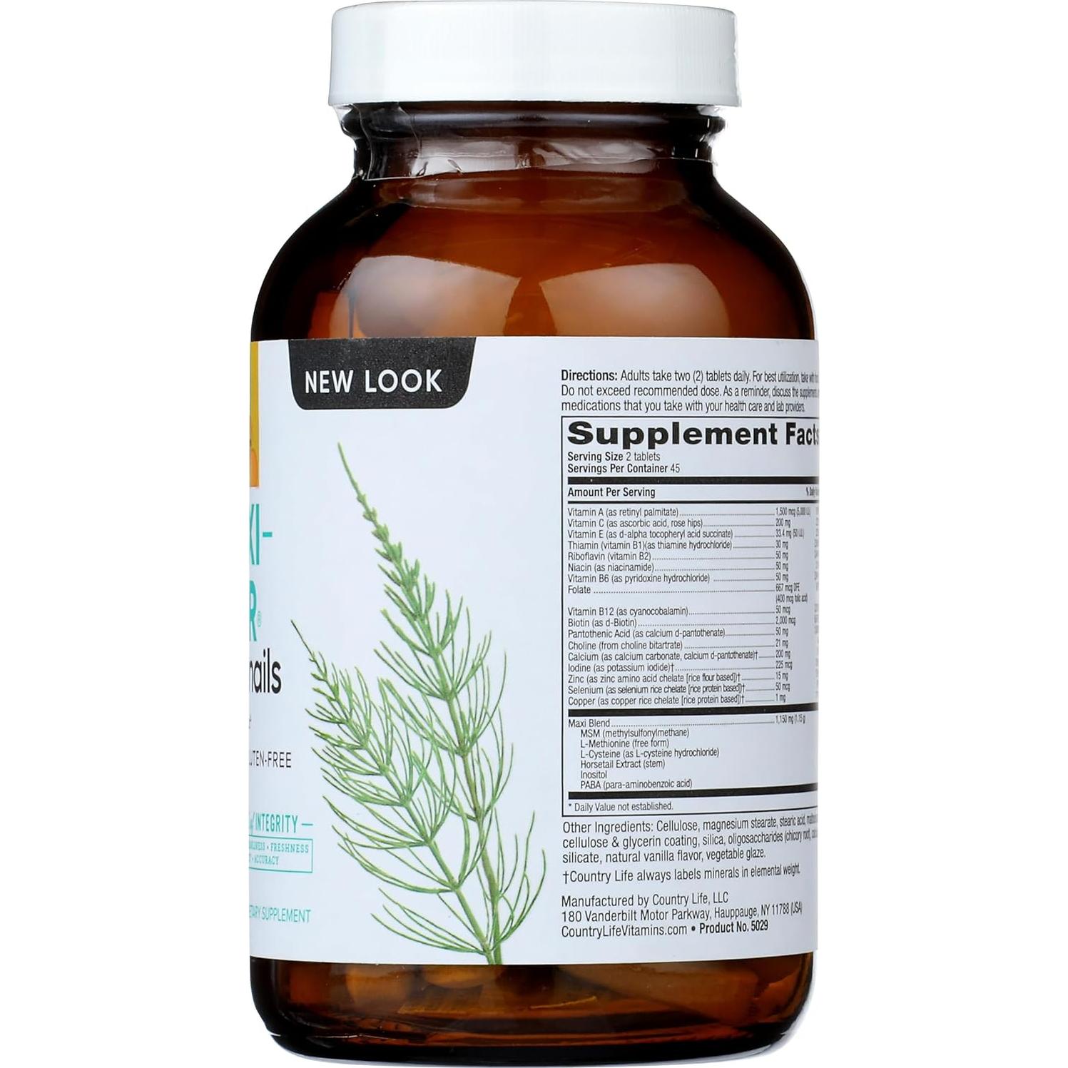 Country Life Maxi-Hair Suplemento 2000mcg Biotina 90 Tabletas