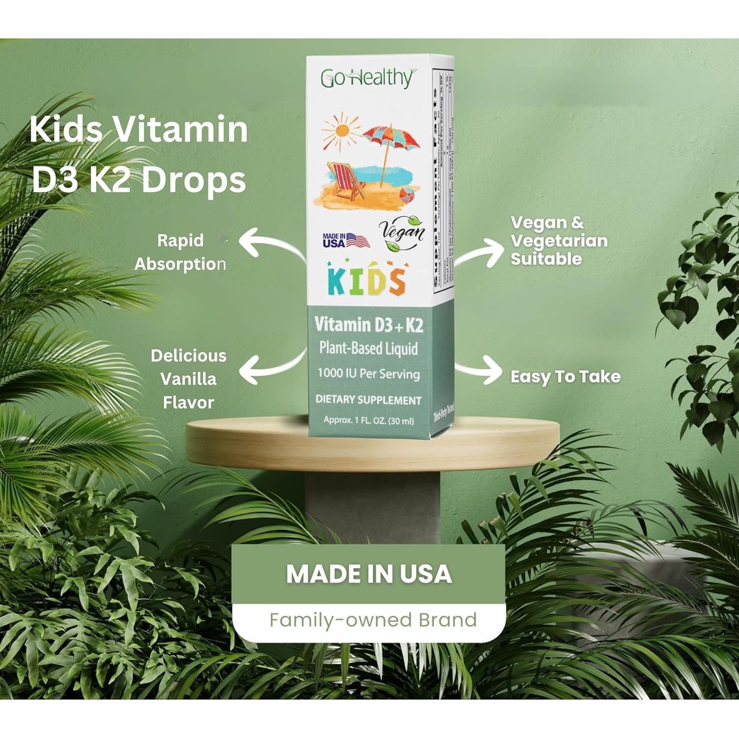 Gotas Líquidas de Vitamina D3 K2 Go Healthy Kids - 30ml