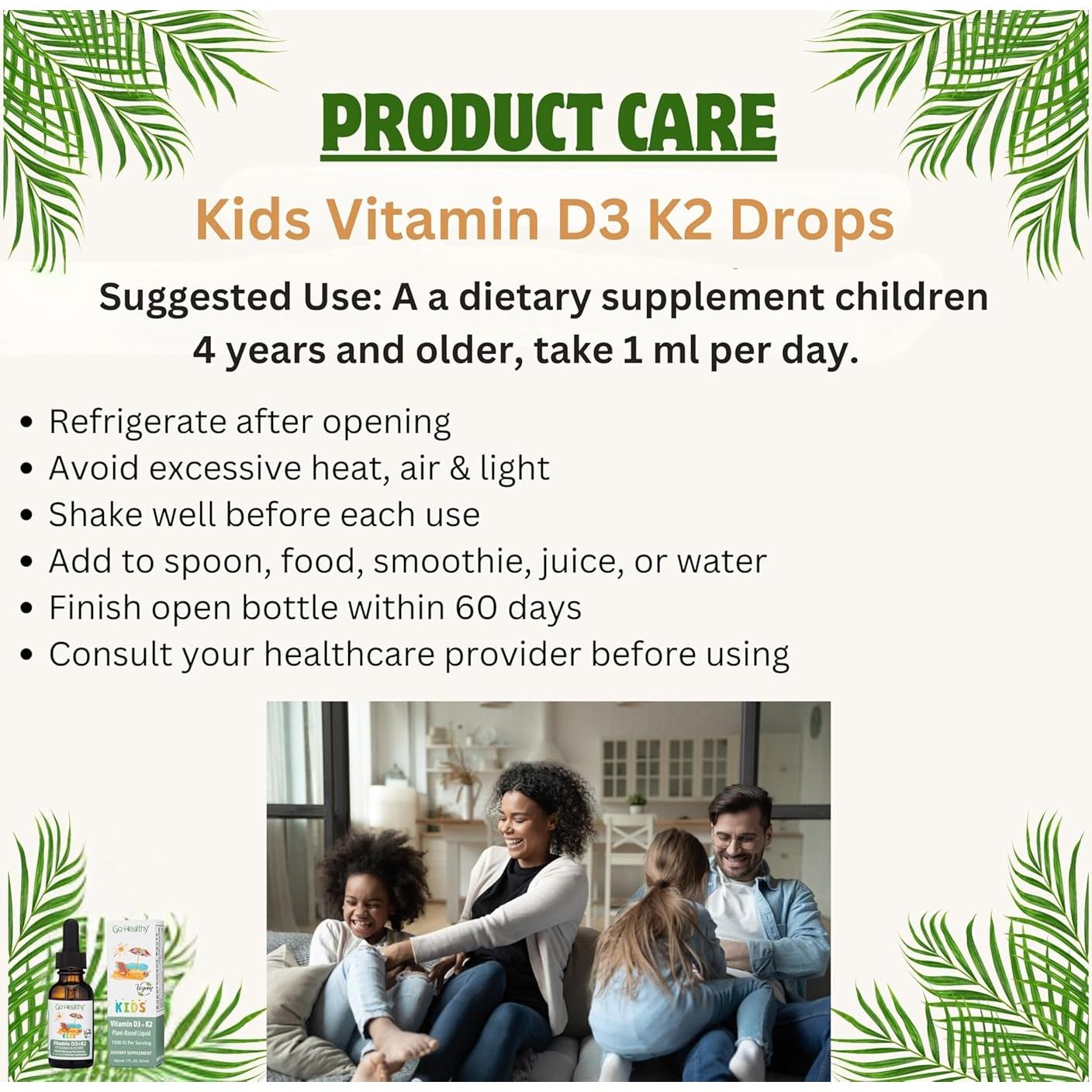 Gotas Líquidas de Vitamina D3 K2 Go Healthy Kids - 30ml