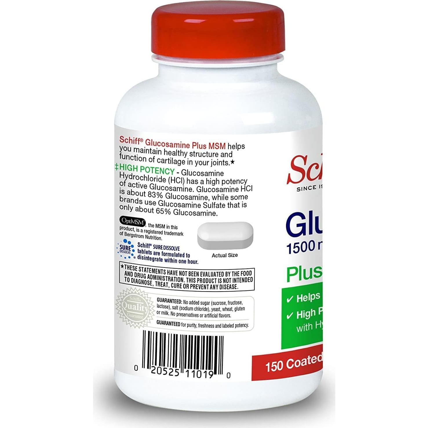 Suplemento Articular Schiff Glucosamina 1500mg + MSM 150 Tabletas