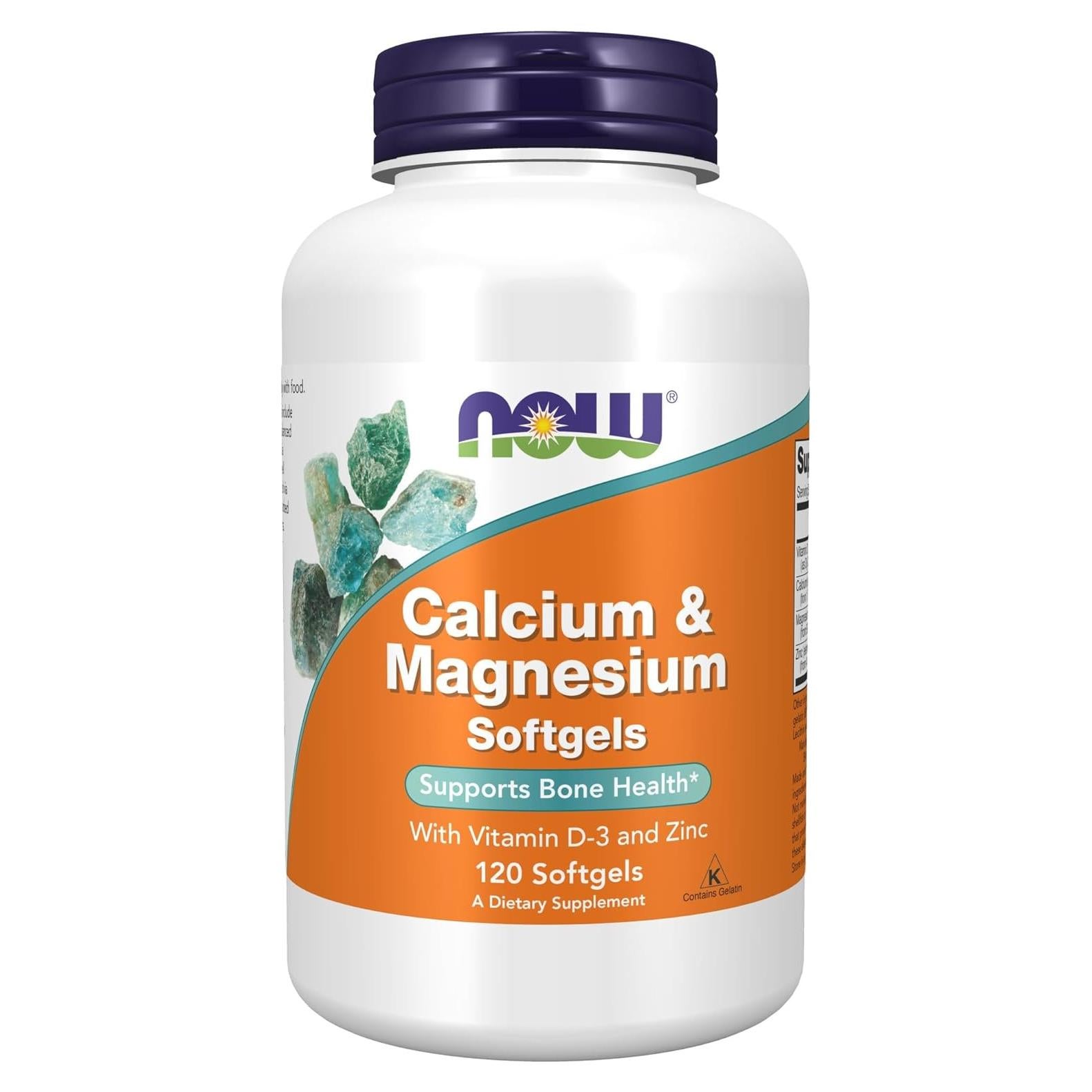 NOW Foods Calcio y Magnesio con Vitamina D3 y Zinc 120 Gelatinas