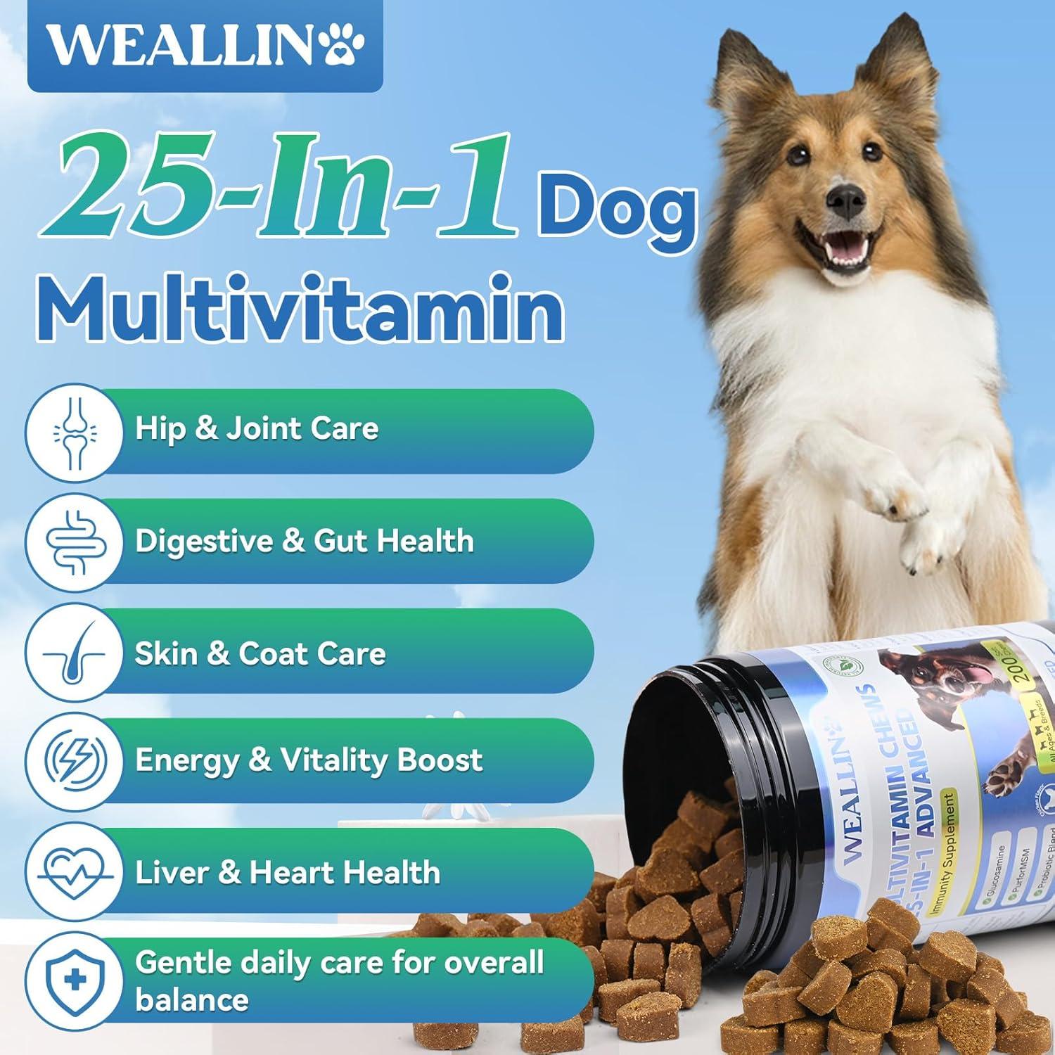 Vitaminas Masticables para Perros WEALLIN 200pcs Omega-3 Glucosamina