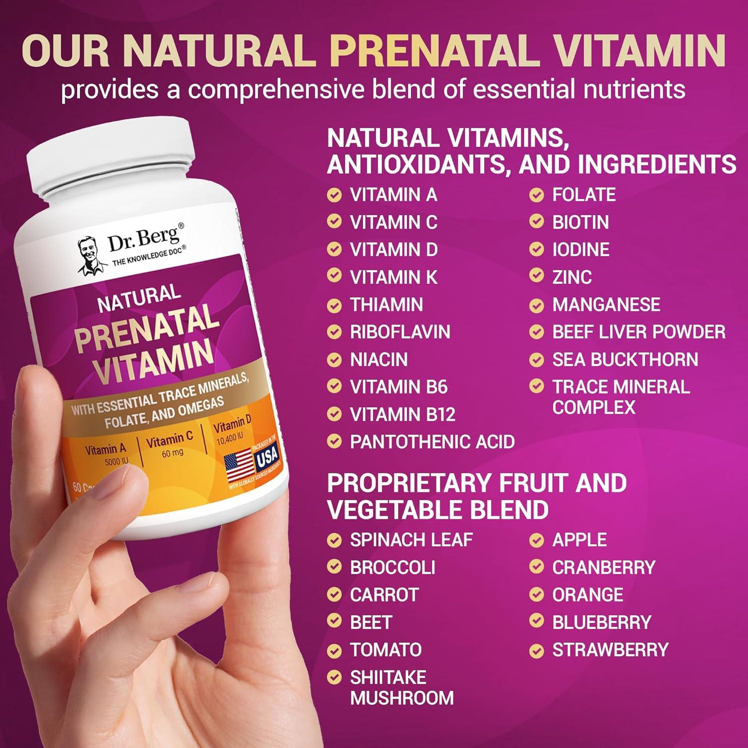 Vitaminas Prenatales Dr. Berg 60 Cápsulas - Folato y Superalimentos