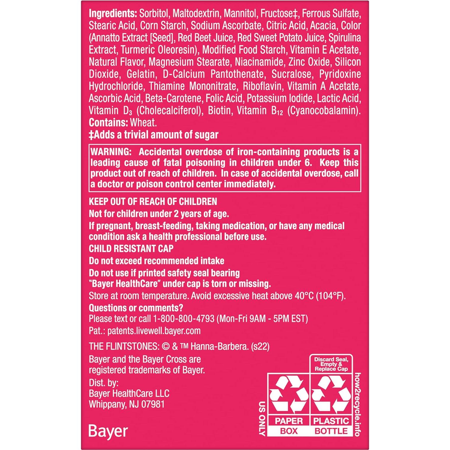 Multivitamina Masticable Flintstones con Hierro 90 Unidades