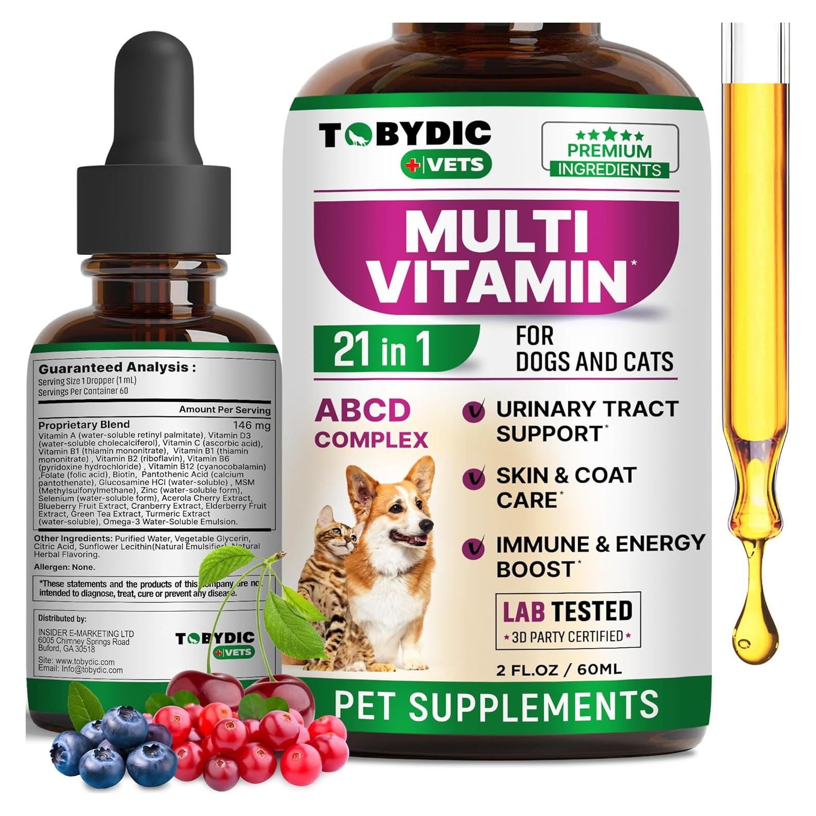 Multivitamina Líquida para Gatos y Perros Tobydic 21 en 1