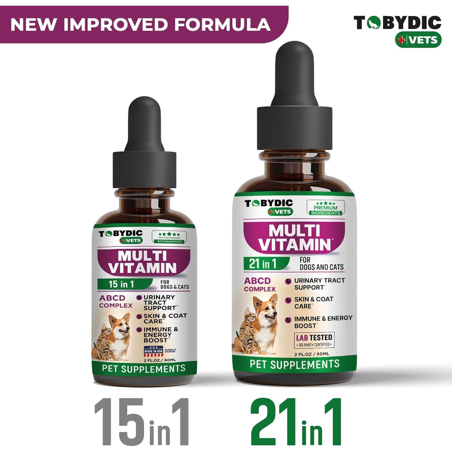 Multivitamina Líquida para Gatos y Perros Tobydic 21 en 1