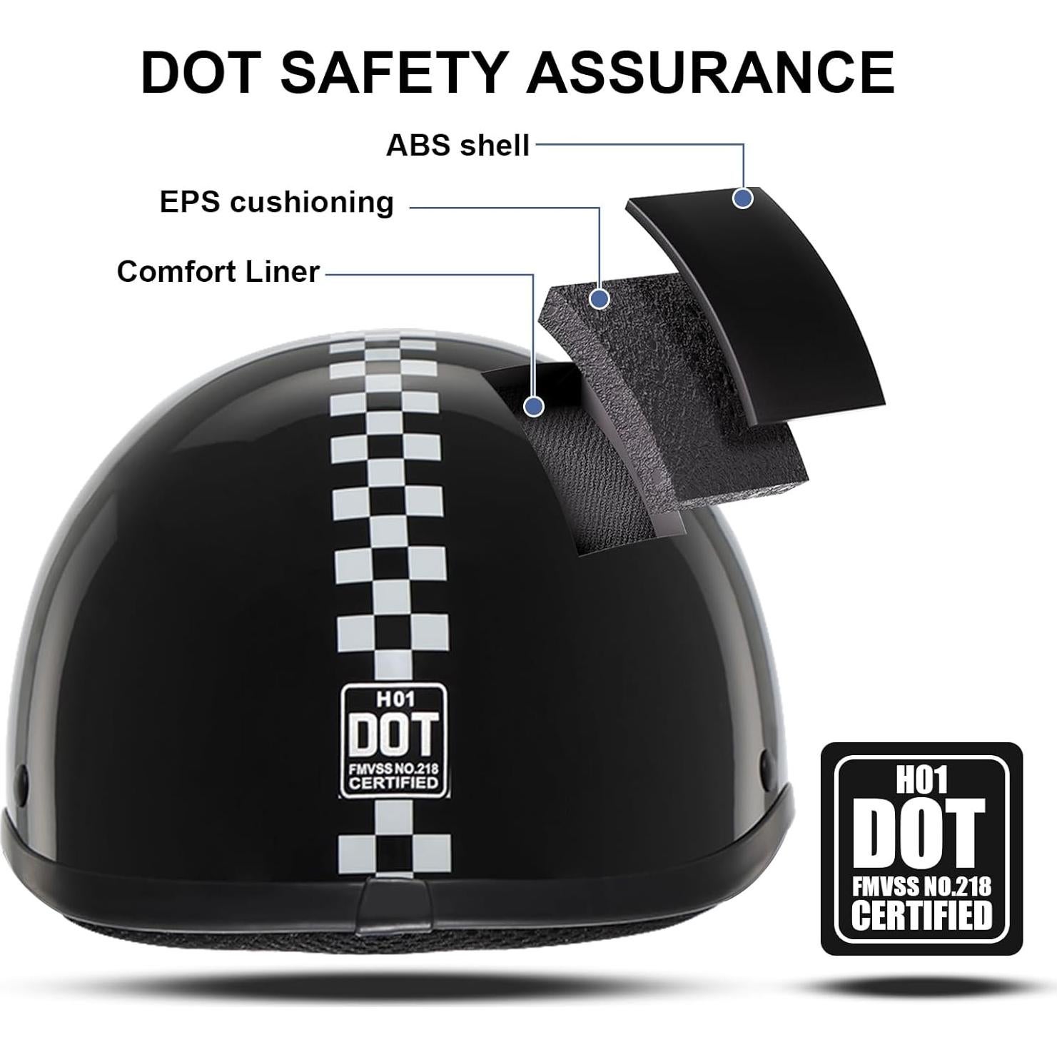 Casco de motocicleta TRIANGLE H01 medio negro y blanco