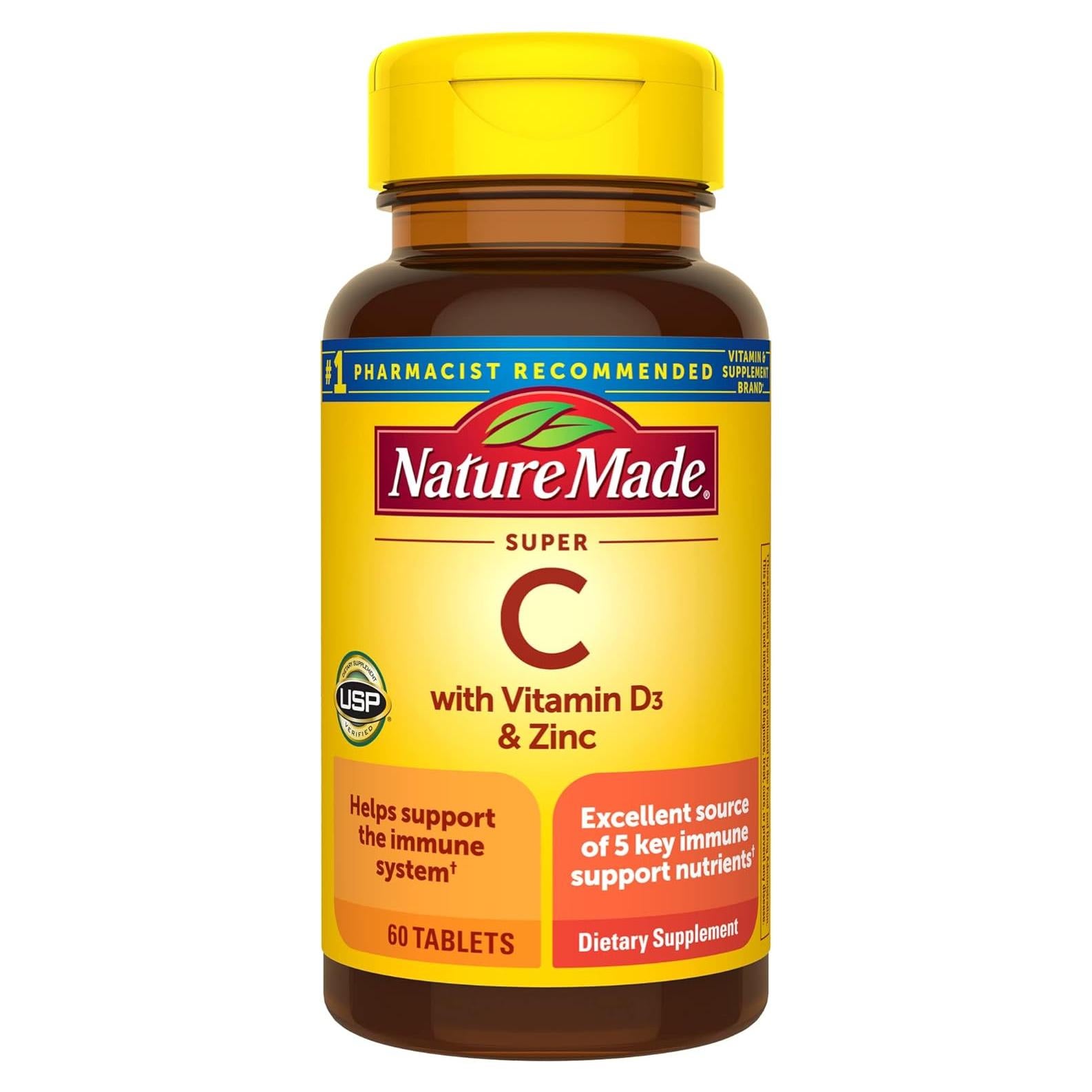 Nature Made Super C con Vitamina D3 y Zinc 60 Tabletas