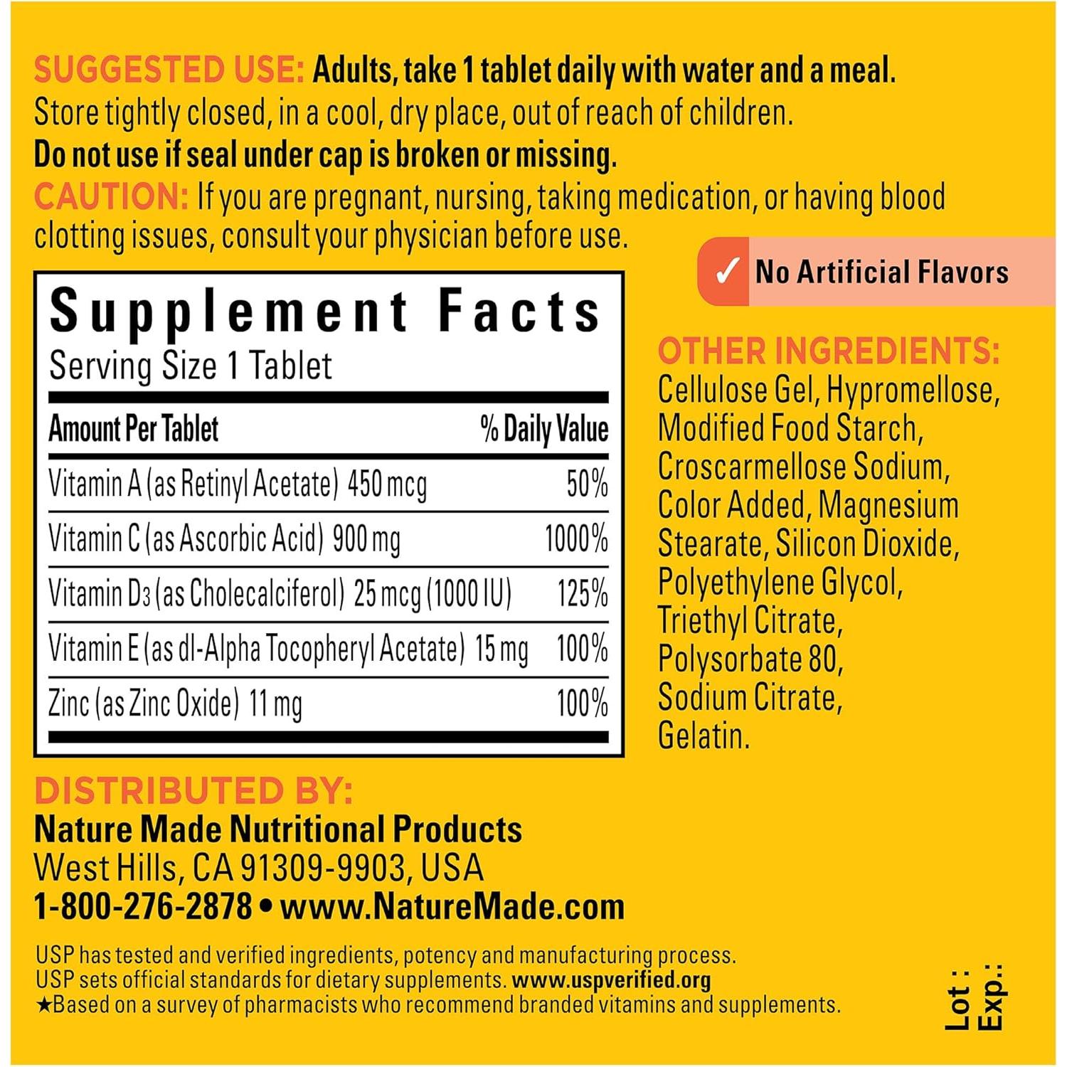 Nature Made Super C con Vitamina D3 y Zinc 60 Tabletas