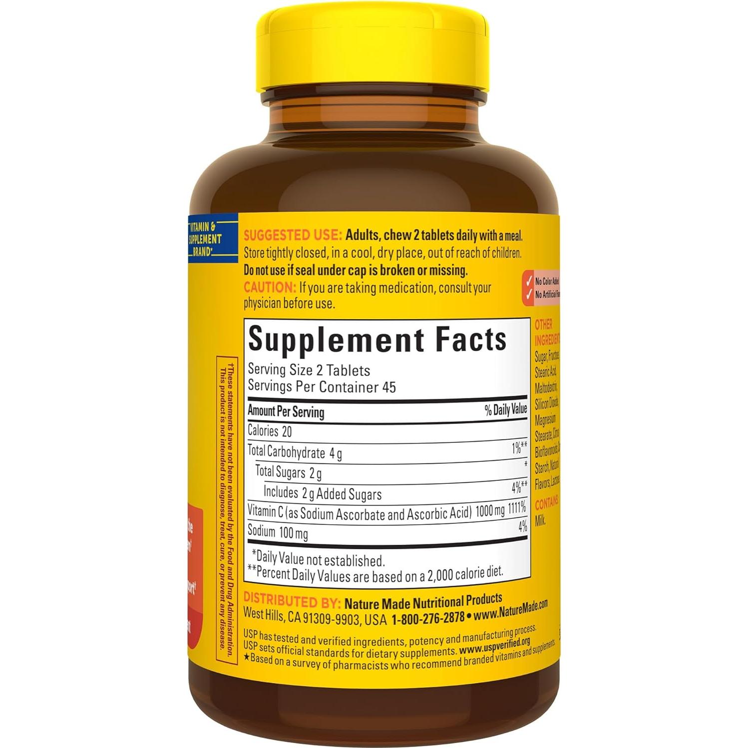 Nature Made Vitamina C Masticable 1000 mg - 90 Tabletas