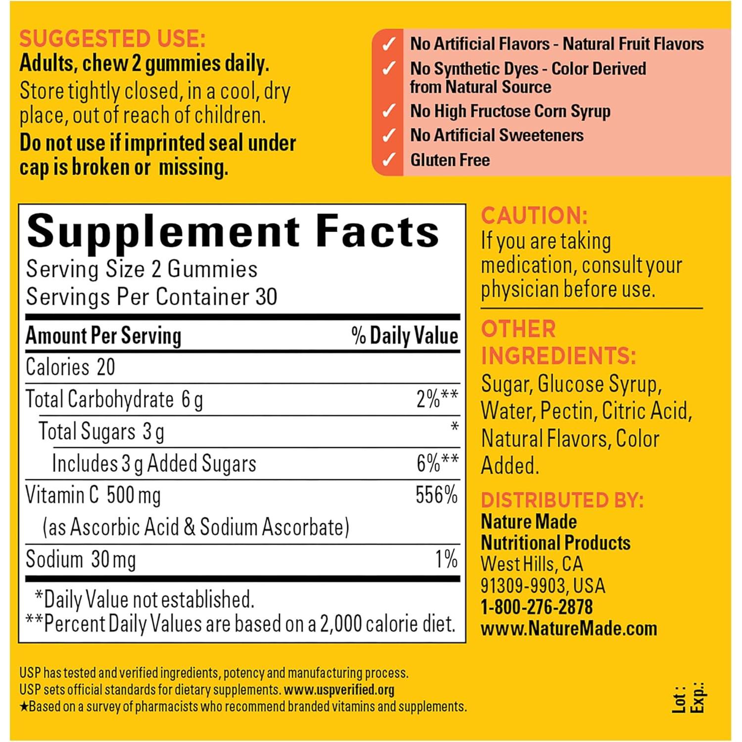 Gominolas de Vitamina C 500 mg Nature Made 60 Unidades