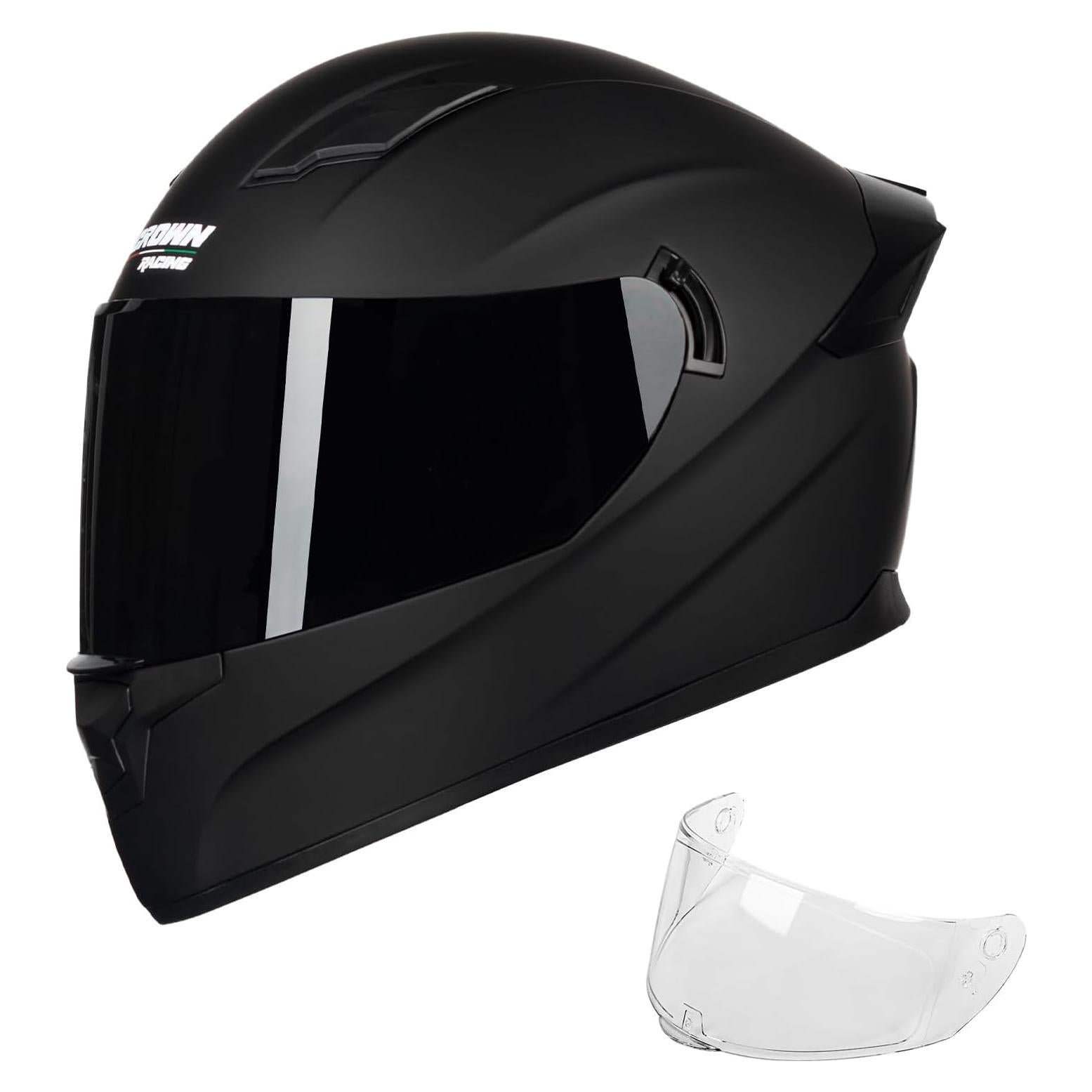 Casco de Motocicleta Crown Racing F-700 Fibra Carbono Mediano
