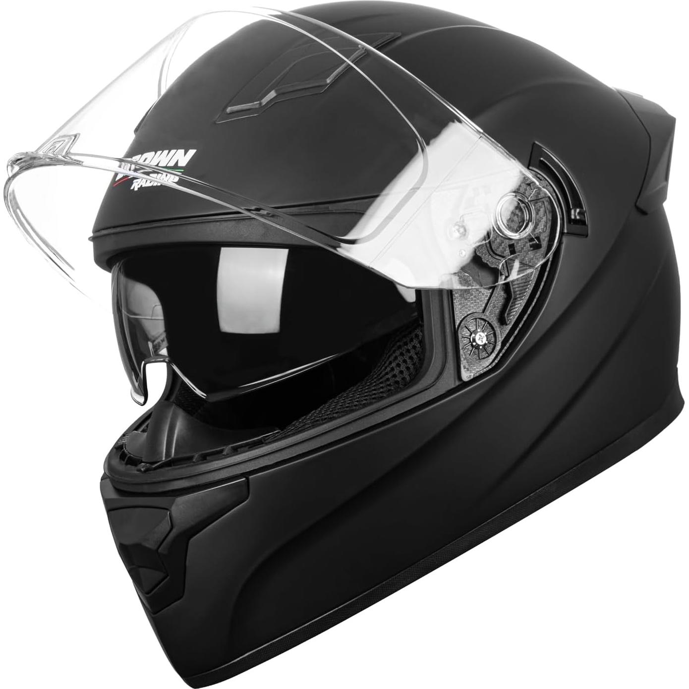 Casco de Motocicleta Crown Racing F-700 Fibra Carbono Mediano